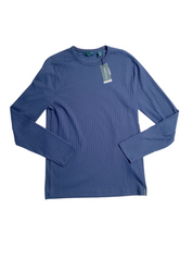 Perry Ellis Mens Regular Fit Ribbed Crewneck Shirt Dark Denim Blue Medium