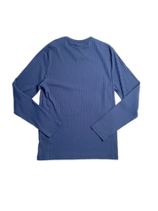 Perry Ellis Men's Regular Fit Ribbed Crewneck Shirt Dark Denim Blue XL