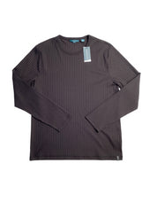 Perry Ellis Mens Regular Fit Ribbed Crewneck Long Sleeve T Shirt Black XL