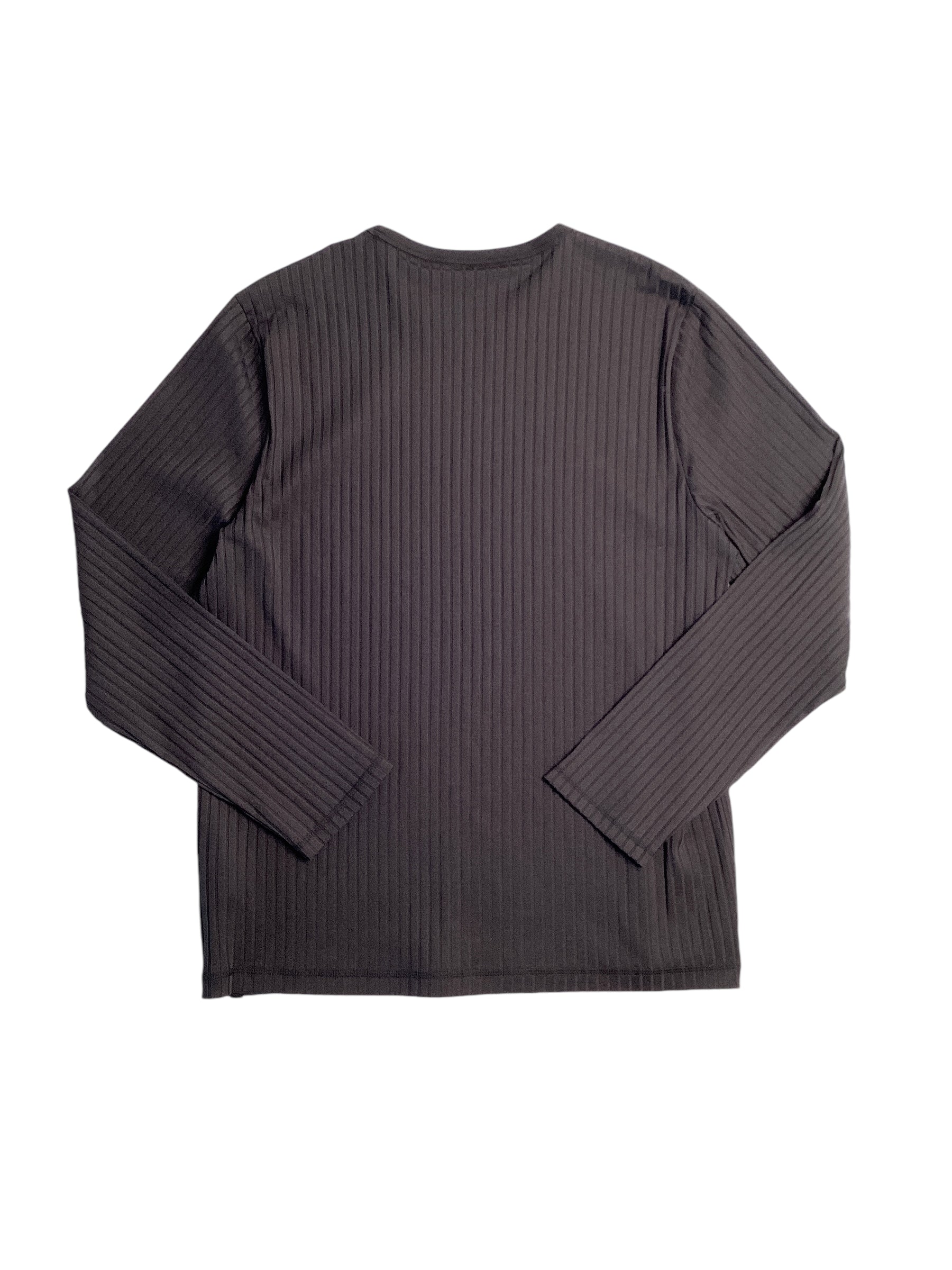 Perry Ellis Mens Regular Fit Ribbed Crewneck Long Sleeve T Shirt Black XL