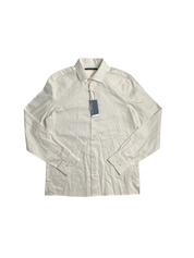 Perry Ellis EGRET Men's Untucked Slim Fit Twill Button Down Shirt Beige Small