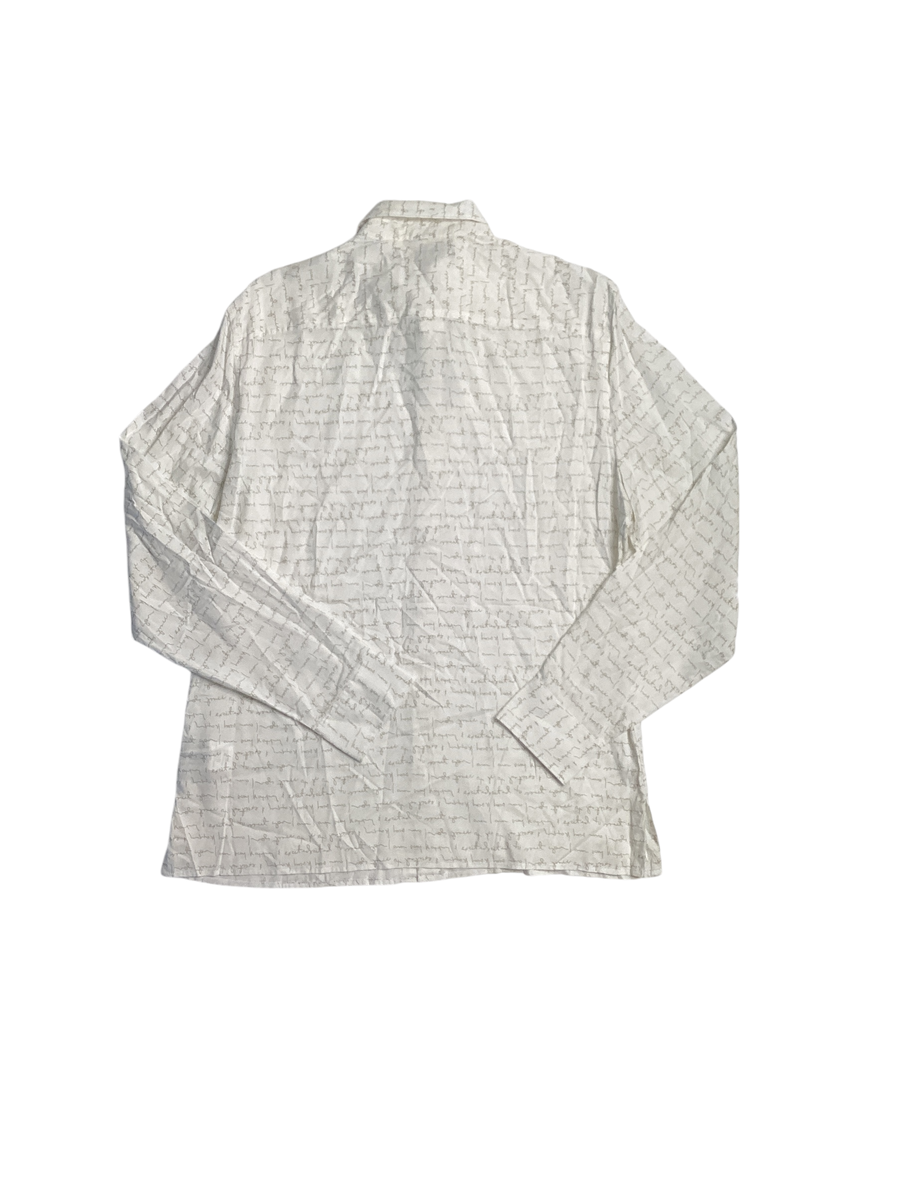 Perry Ellis Mens Writing Print Button Down Shirt Bright White Medium