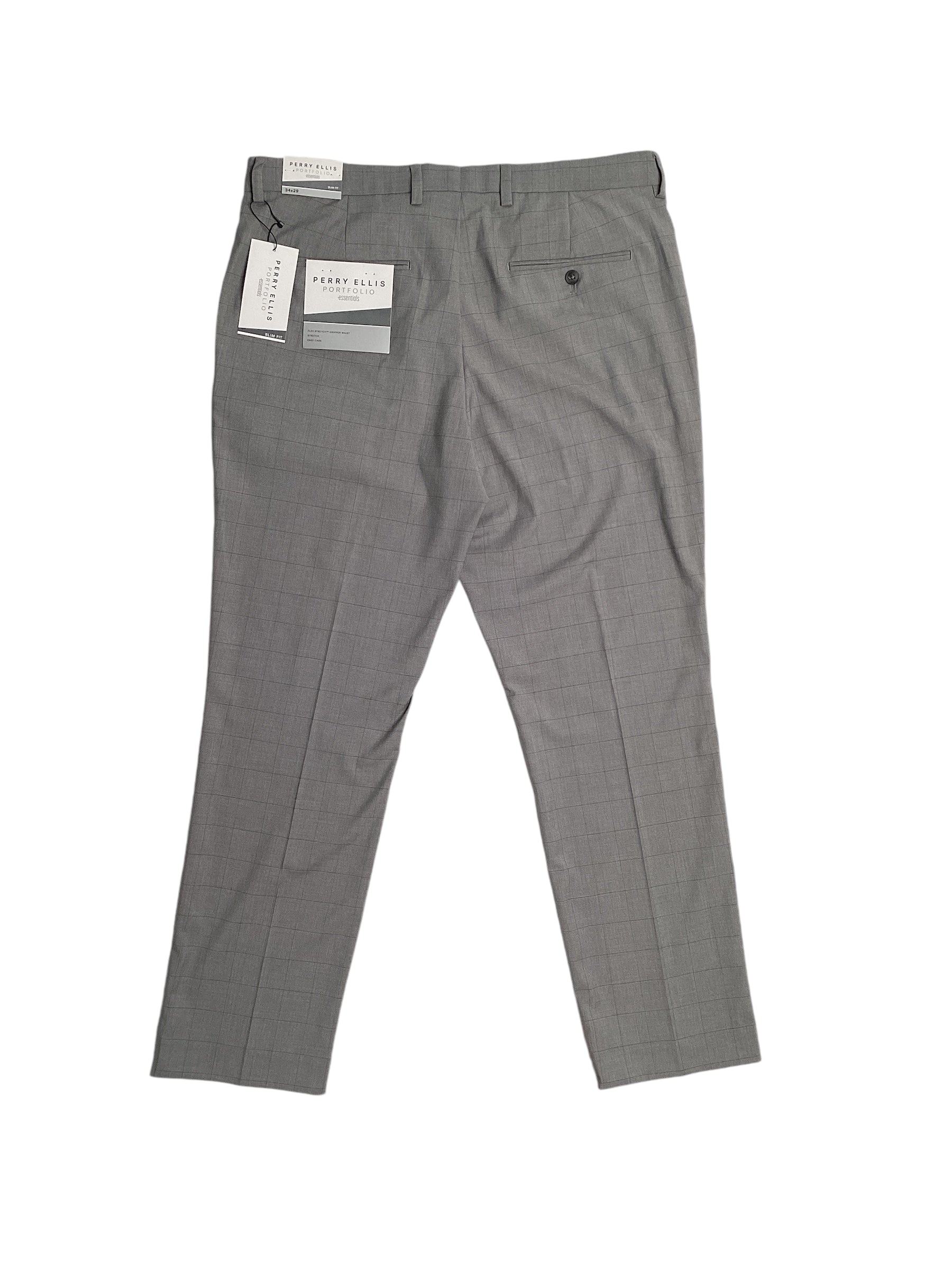 Perry Ellis Portfolio Men's Slim Fit Flat Front Pants Dark Grey 33 x 30