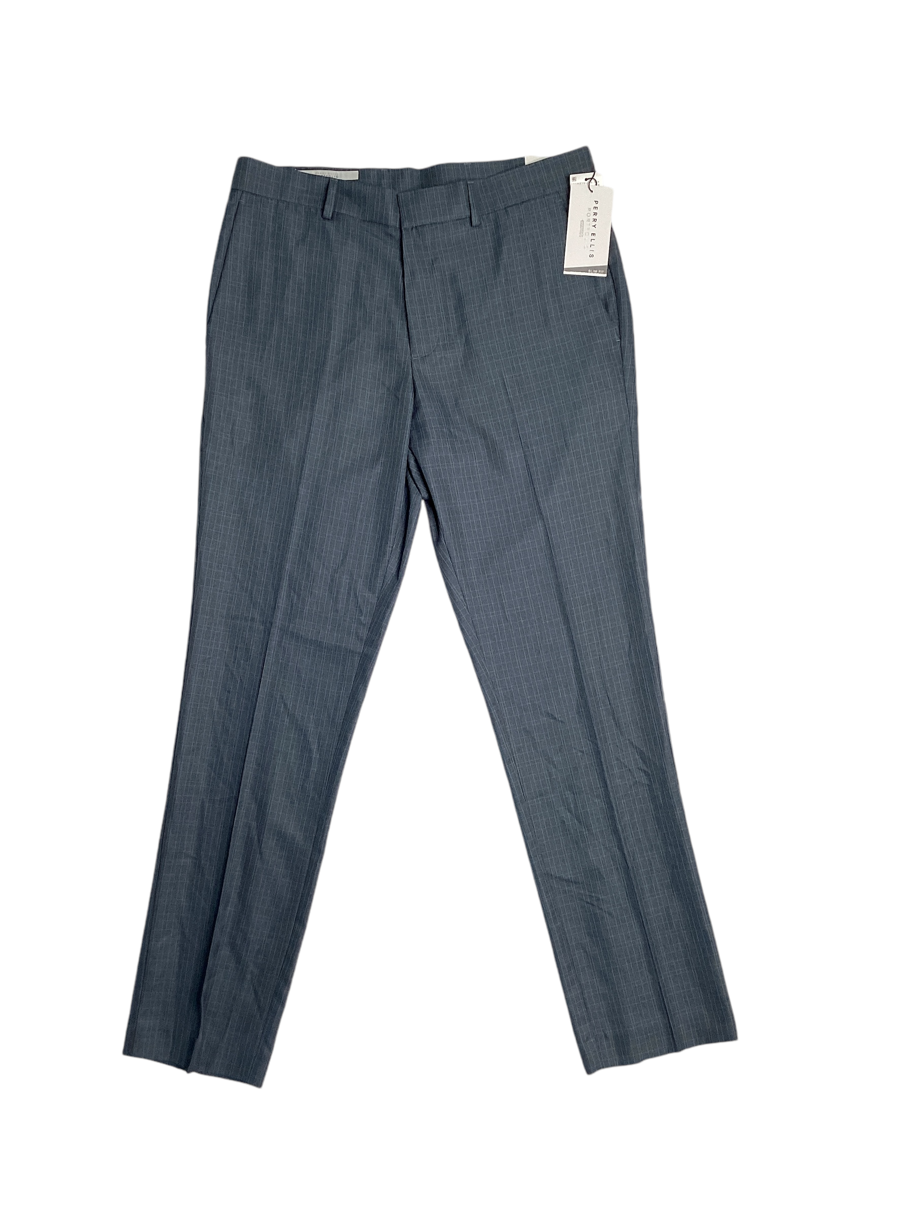 Perry Ellis Portfolio Men's Slim Fit Twill Dress Pants Mid Grey 31 x 32
