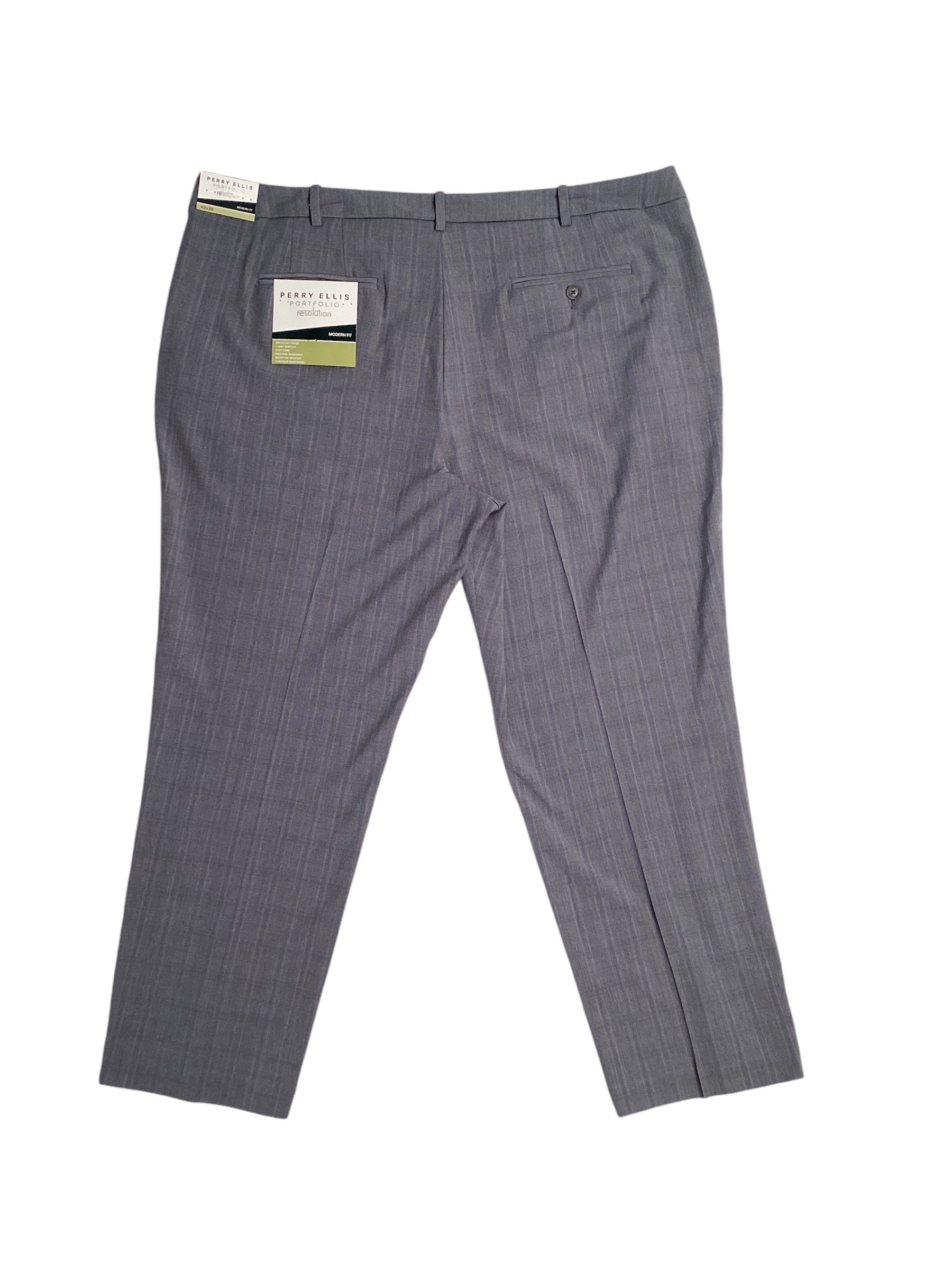 Perry Ellis Portfolio Mens Modern Fit Stretch Plaid Dress Pants Grey 42 x 30
