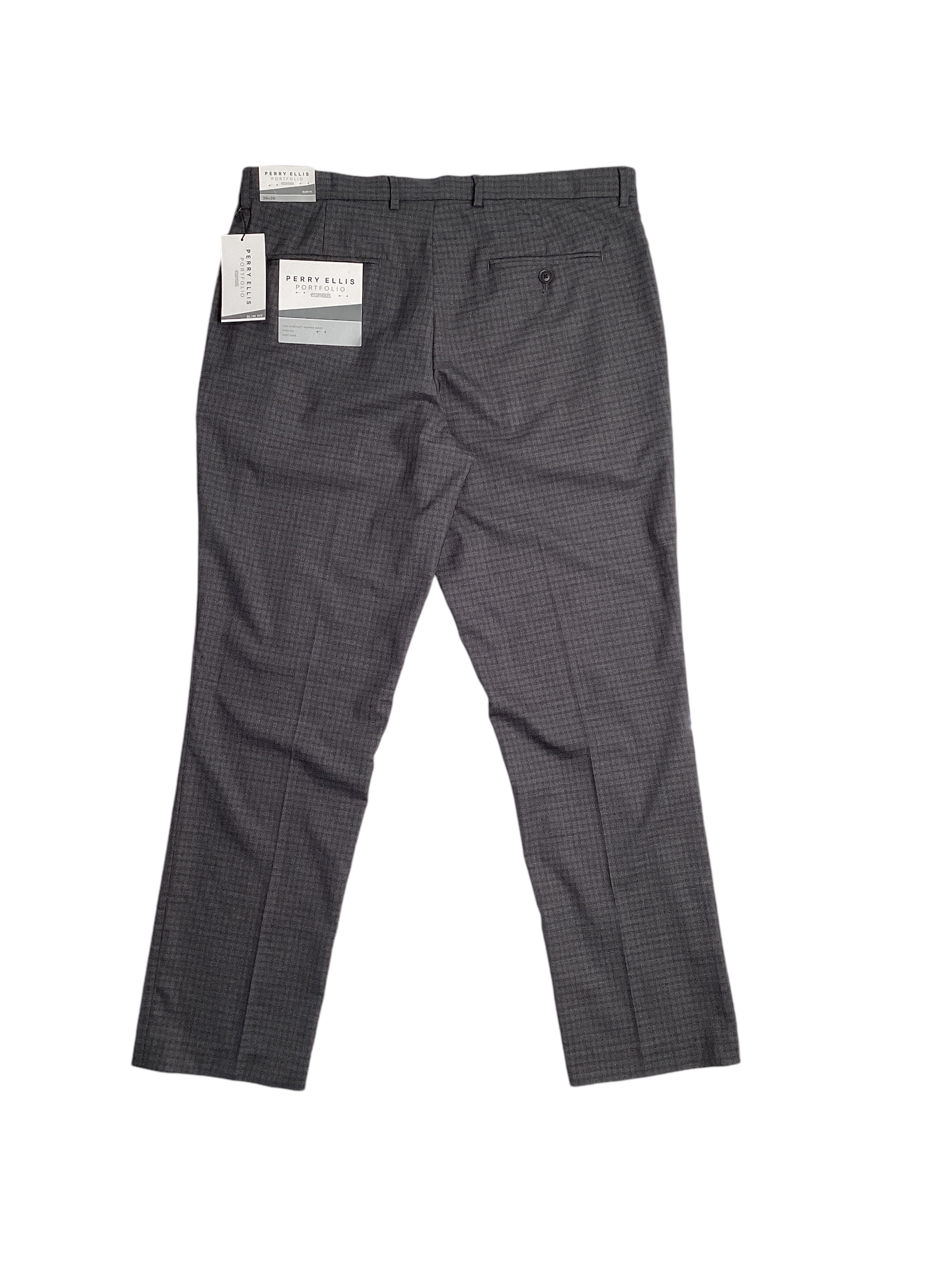 Perry Ellis Portfolio Mens Slim Fit Solid Stretch Dress Pants Charcoal 33 x 32