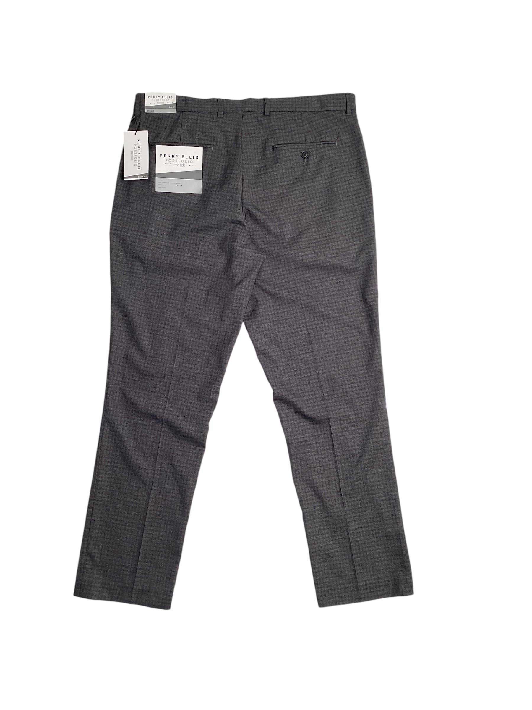 Perry Ellis Portfolio Men's Slim Fit Flat Front Pants Charcoal Grey 31 x 30