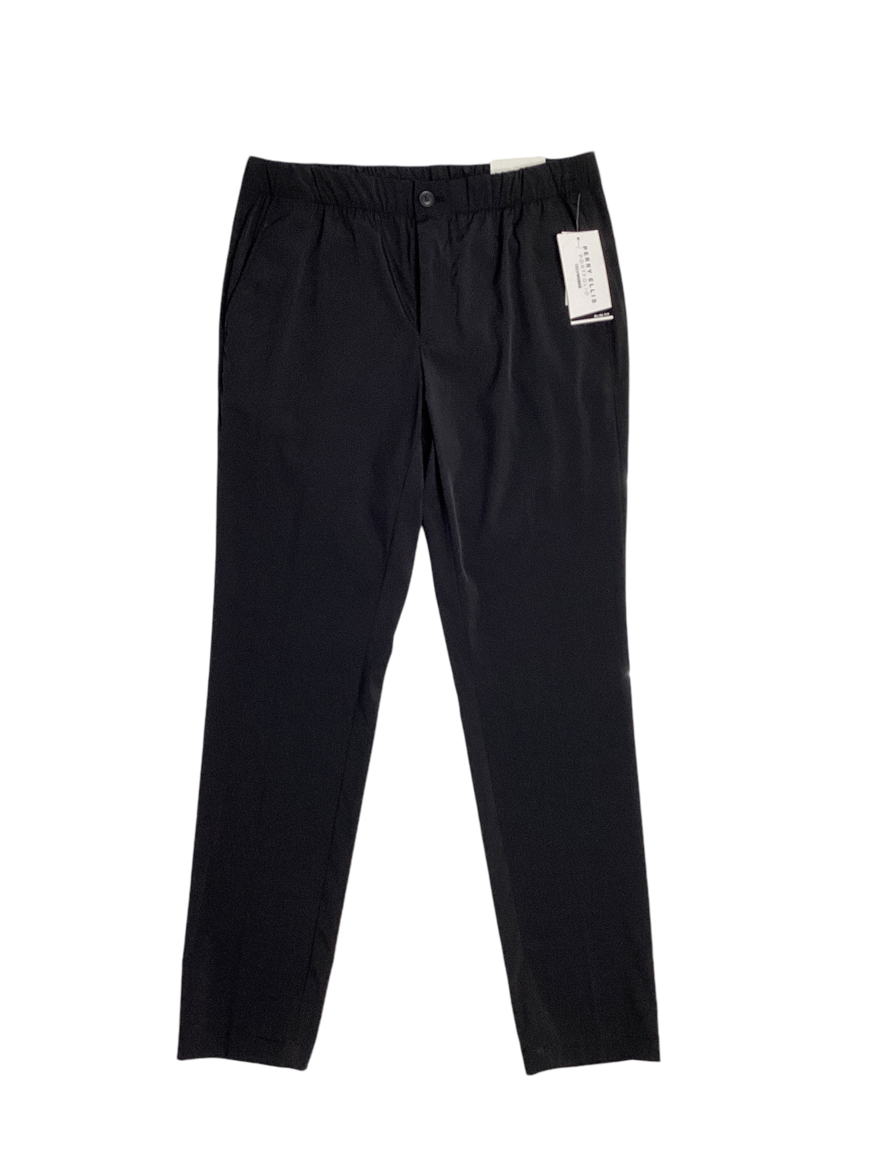 Perry Ellis Portfolio Mens Slim Fit Drawstring Dress Pants Black Medium