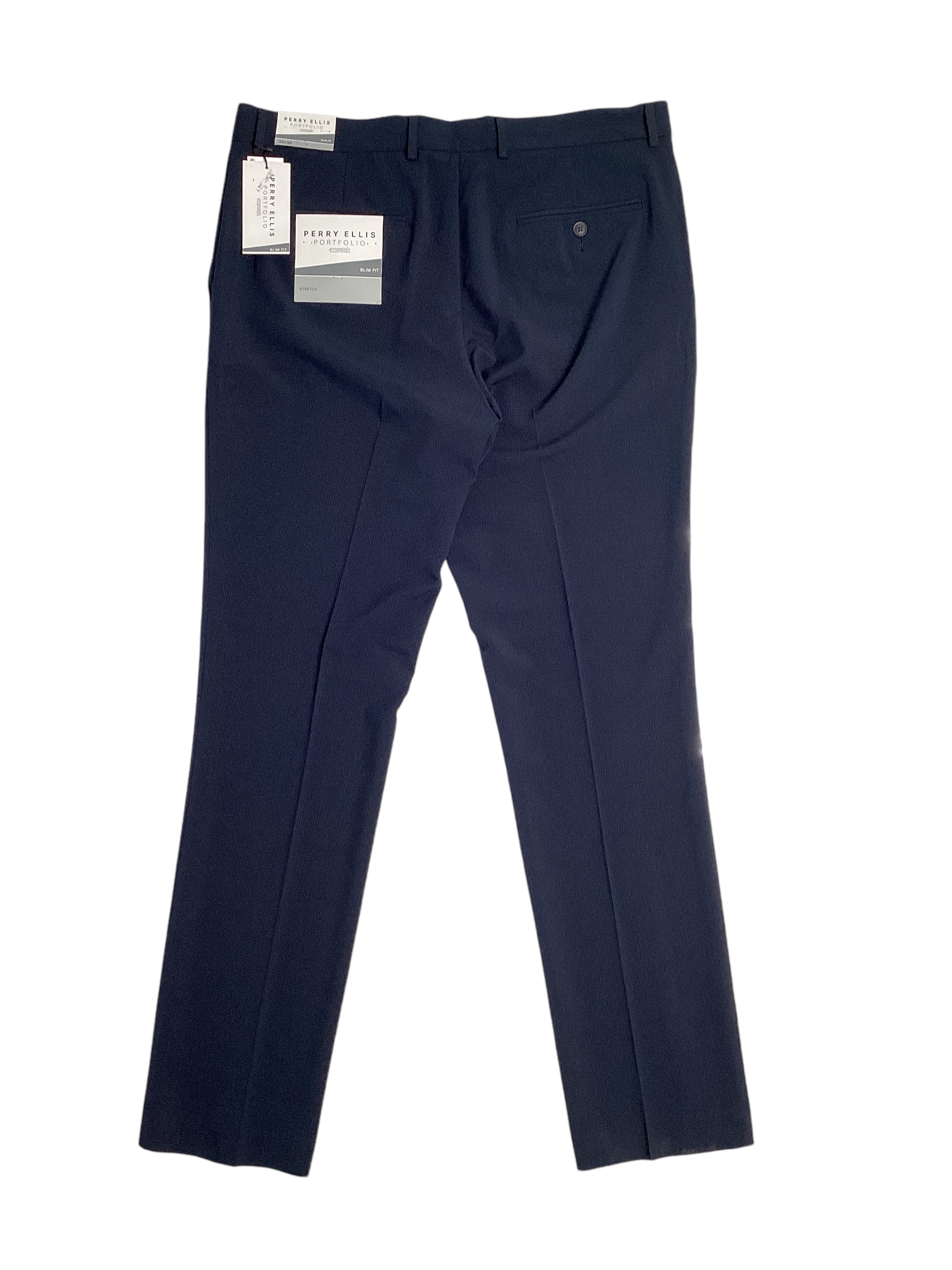 Perry Ellis Portfolio Men's Slim Fit Flat Dress Pants Sapphire Blue 36 x 30