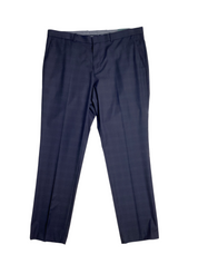 Perry Ellis Men's Slim Fit Stretch Plaid Suit Dress Pants Navy Blue 34 x 30
