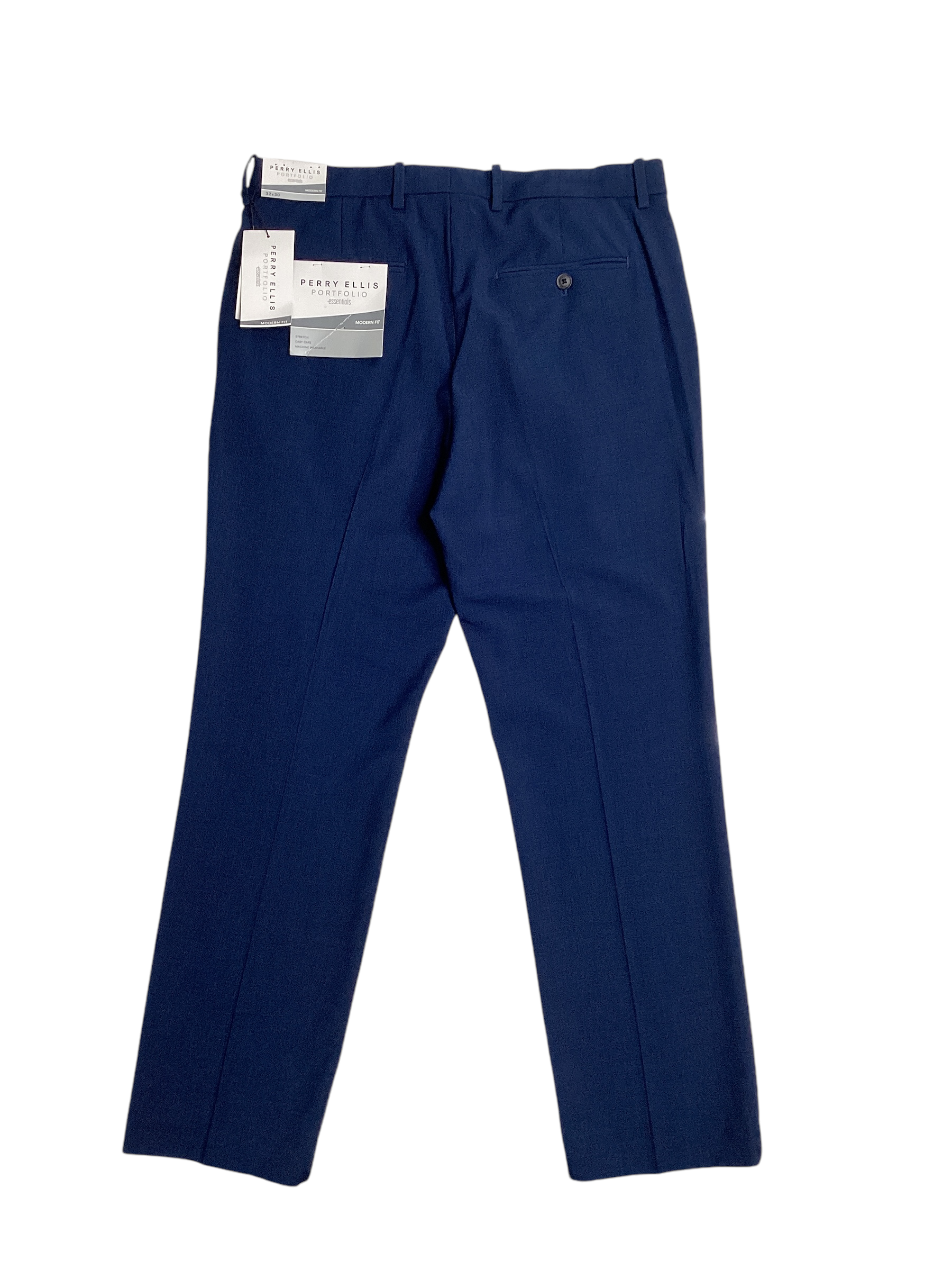 Perry Ellis Mens Modern fit Dress Pants 34 / 29 Navy Blue Solid Stretch