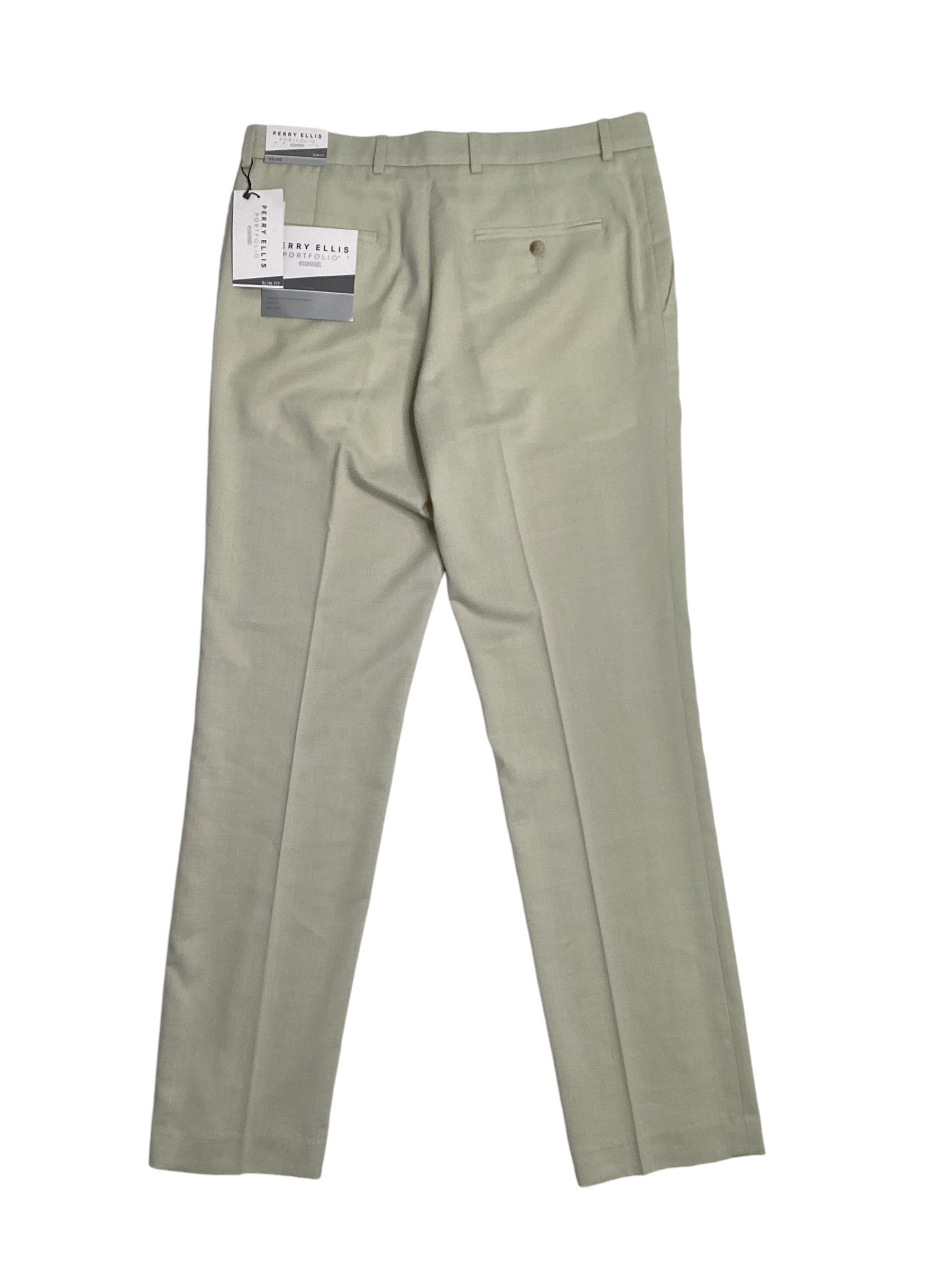 Perry Ellis Portfolio Mens Modern fit Dress Pants 34 / 30 Beige Solid Stretch