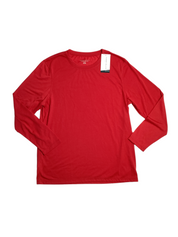 Perry Ellis Portfolio Men's Solid Long Sleeve Crewneck Pajama Shirt Red Large
