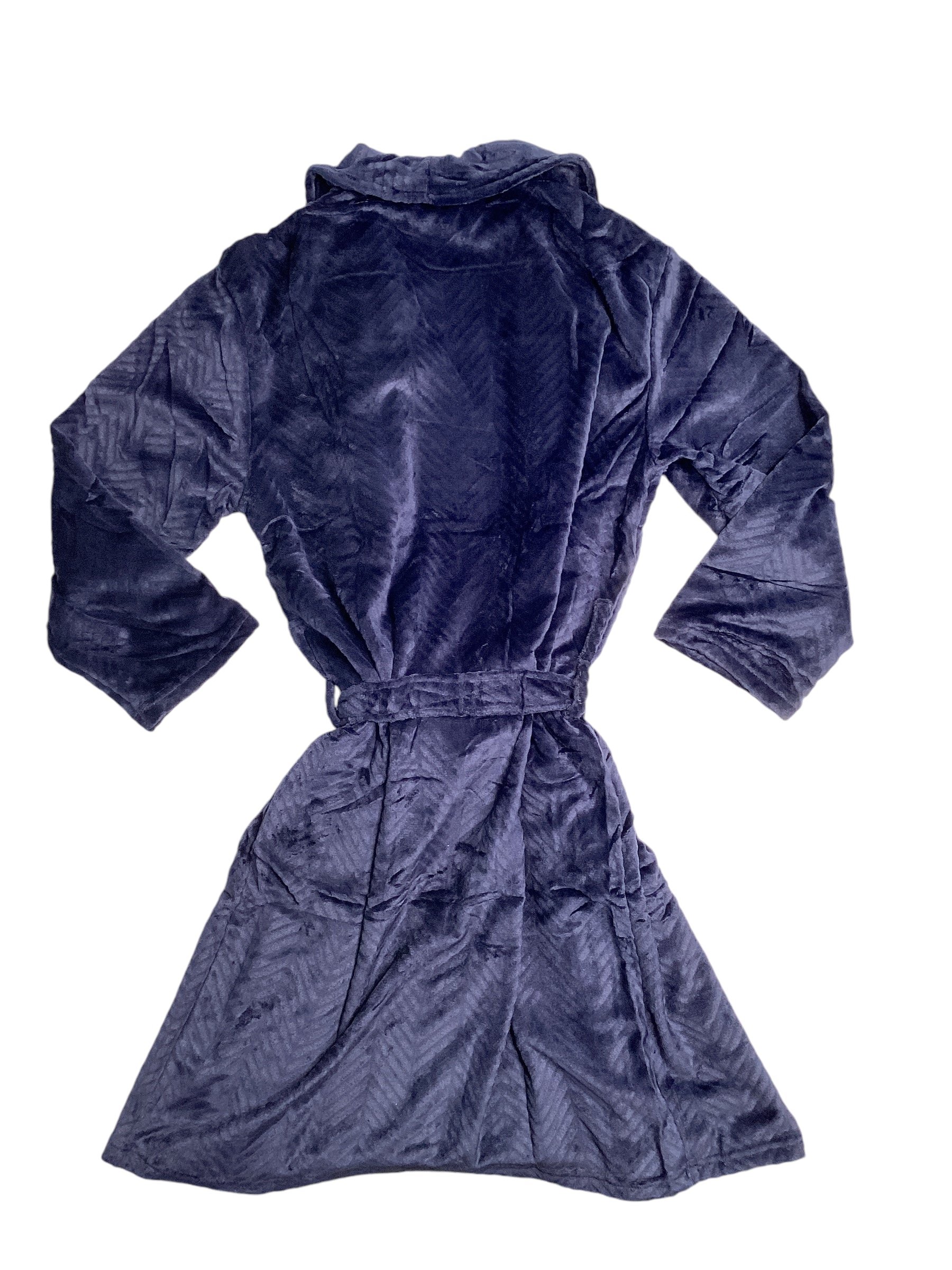 Perry Ellis Mens Herringbone Textured Fleece Robe Peacoat Blue