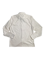 Perry Ellis Men's Dobby Geo Long Sleeve Button Down Shirt Bright White Large