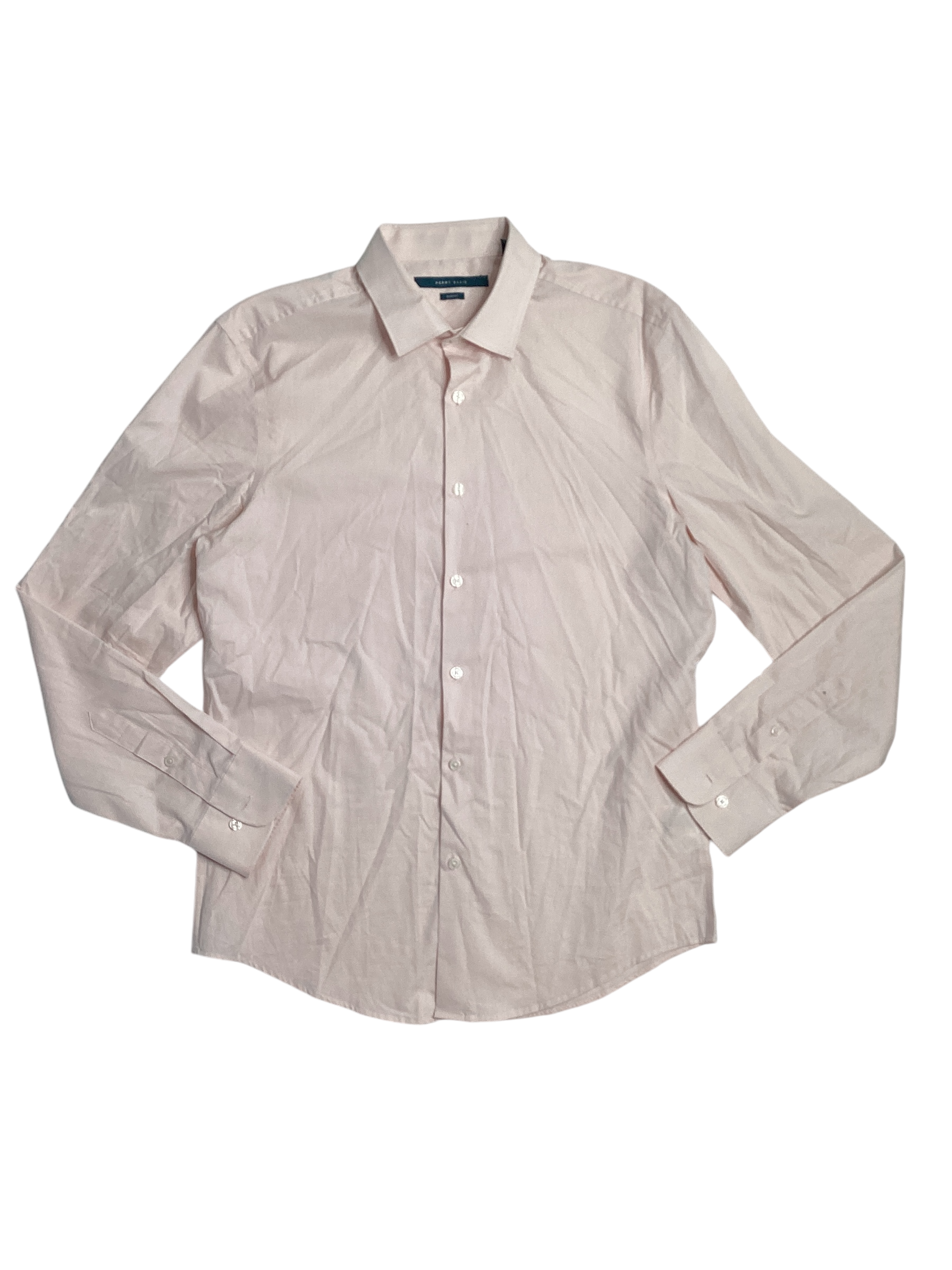 Perry Ellis Men Slim fit Long Sleeve Button-Up Shirt XXL Pink Solid