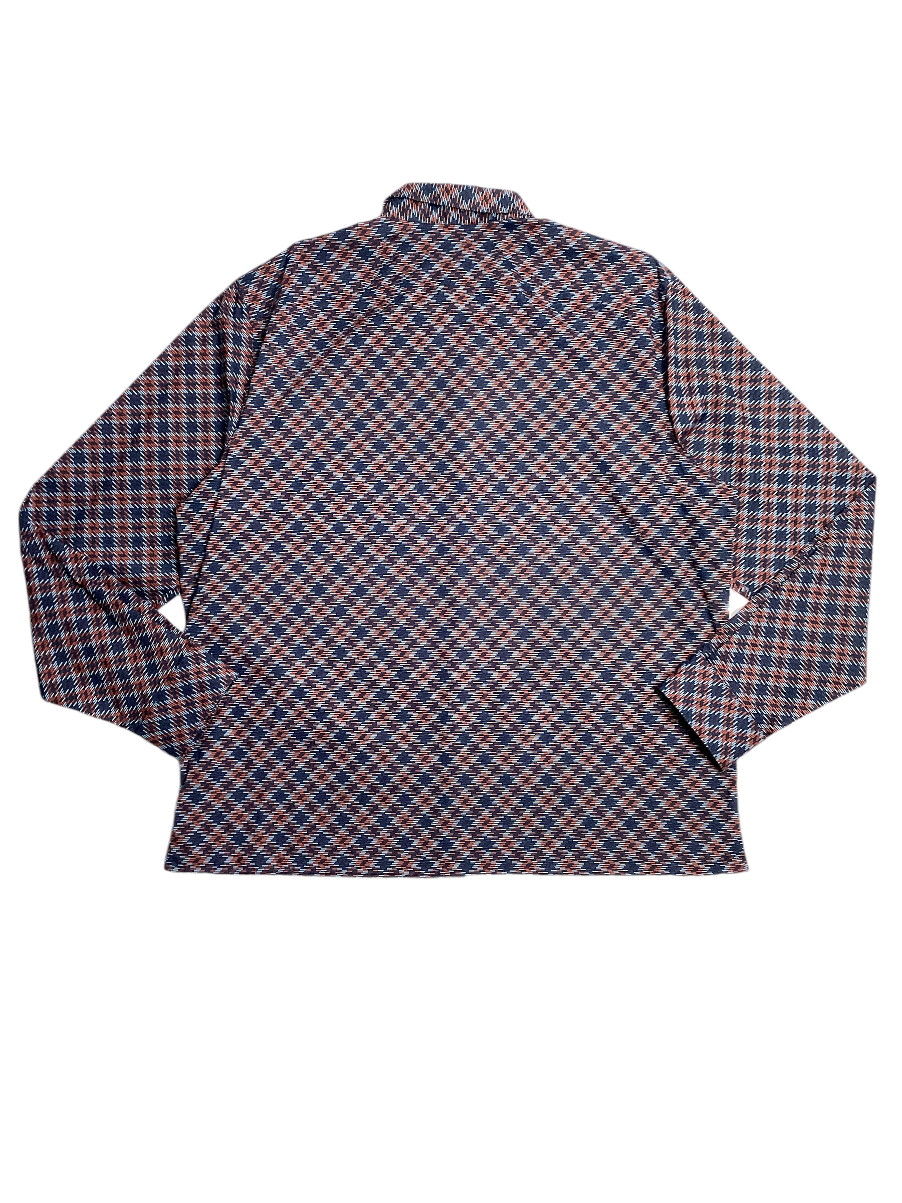 Perry Ellis Mens Cotton Button Down Shirt Blue Orange XXL