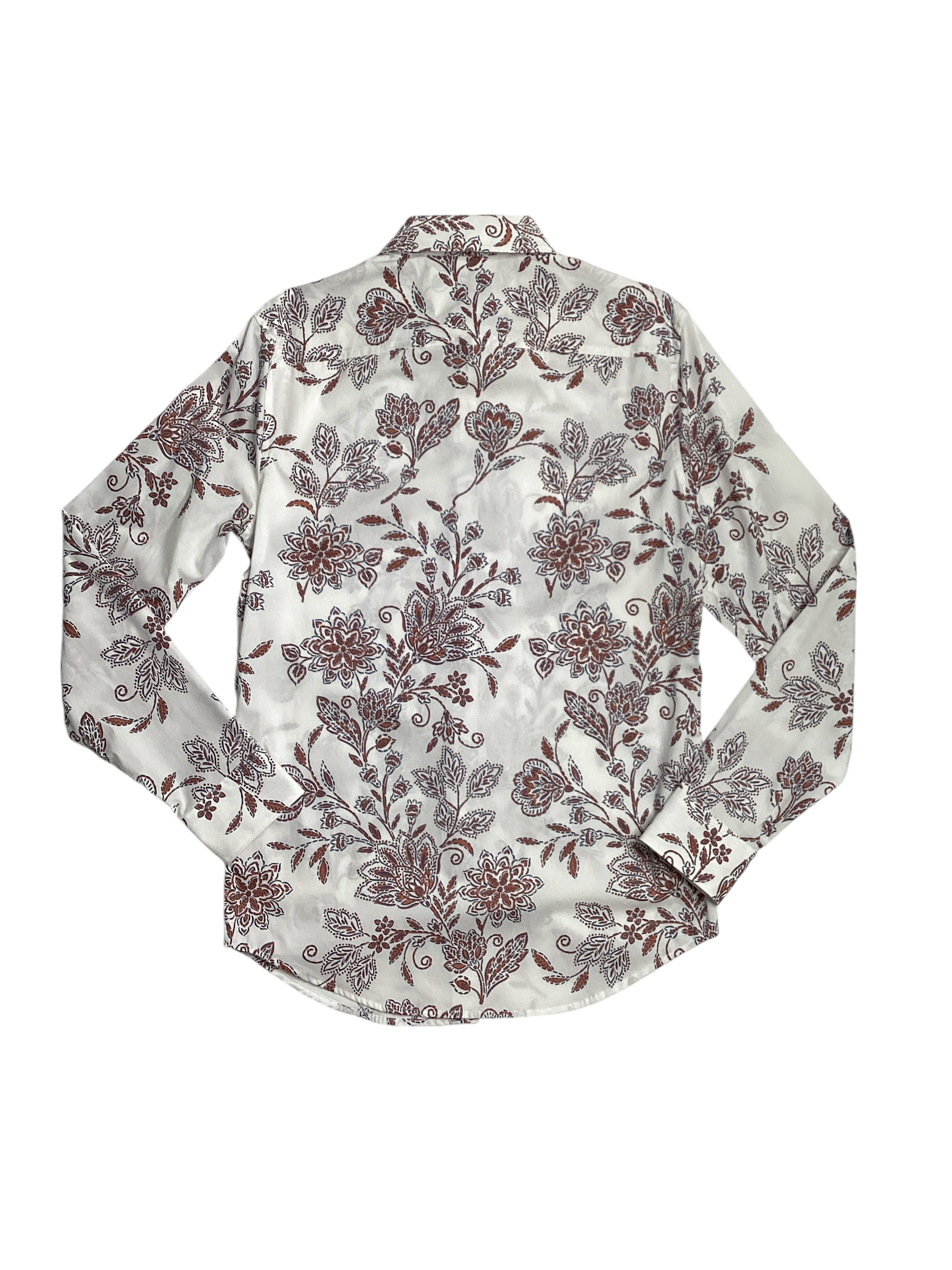 Perry Ellis Mens Slim Fit Floral Button Down Shirt Bright White 2XL