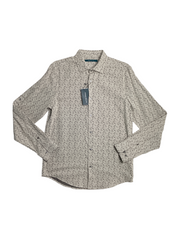 Perry Ellis Mens Geo Print Double Face Button Down Shirt Almond Beige XXL