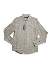 Perry Ellis Men's Geo Double Face Long Sleeve Button Down Shirt Beige Medium
