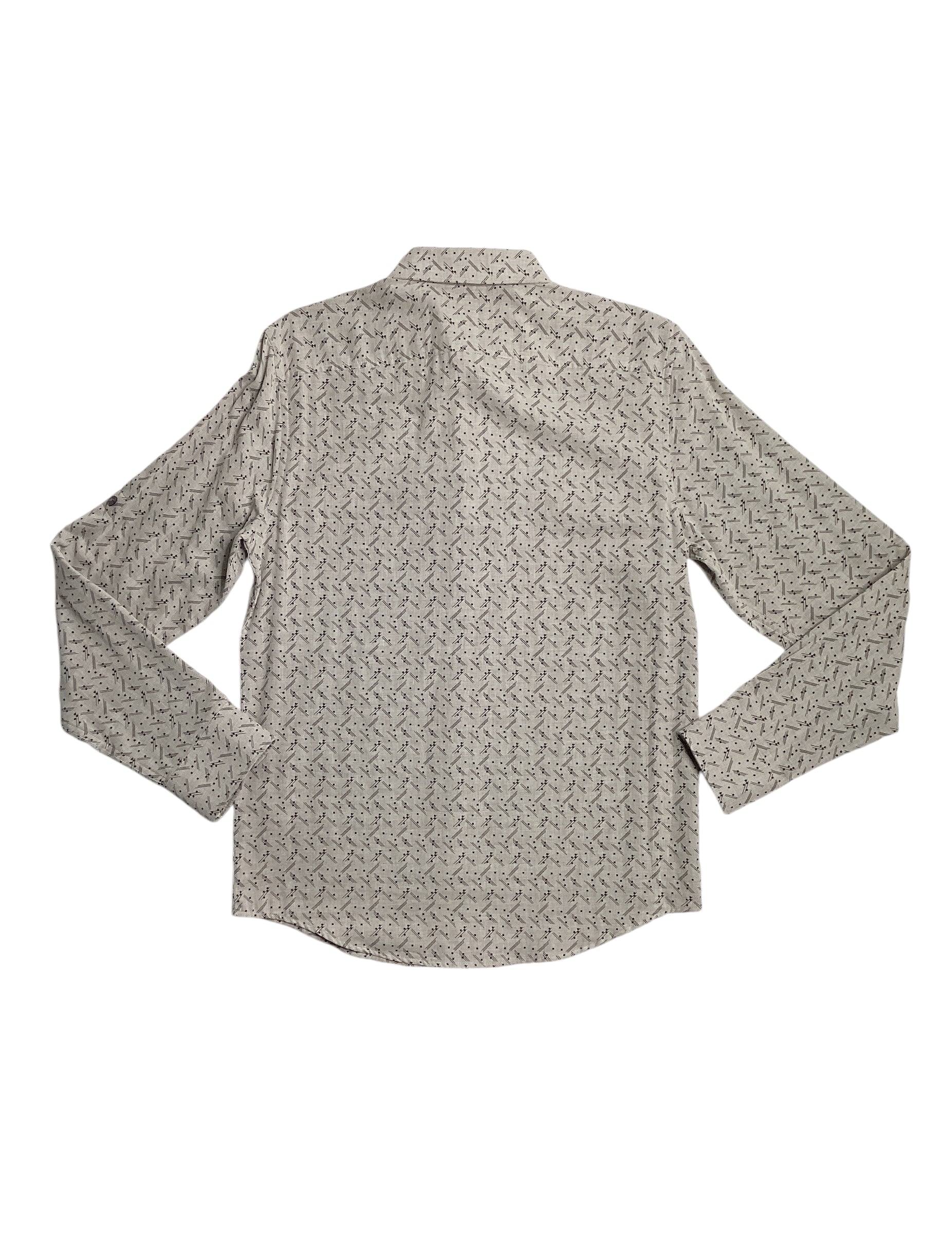 Perry Ellis Men's Geo Double Face Long Sleeve Button Down Shirt Beige Medium