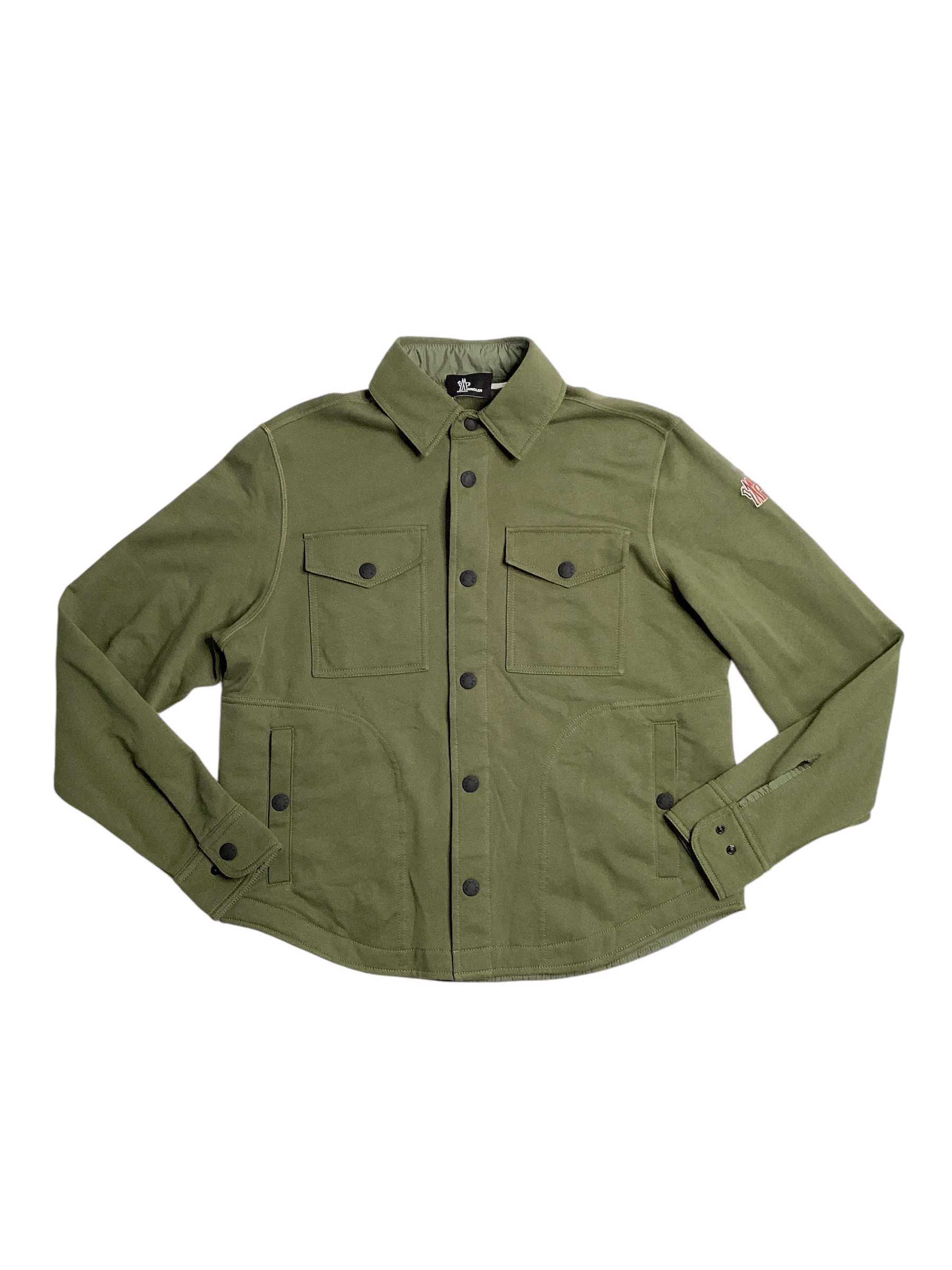 Moncler Mens Button Front Jersey Shirt Size Small Army Green