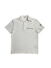 Moncler Mens Ramsey Short Sleeve Pocket Polo Shirt Small White