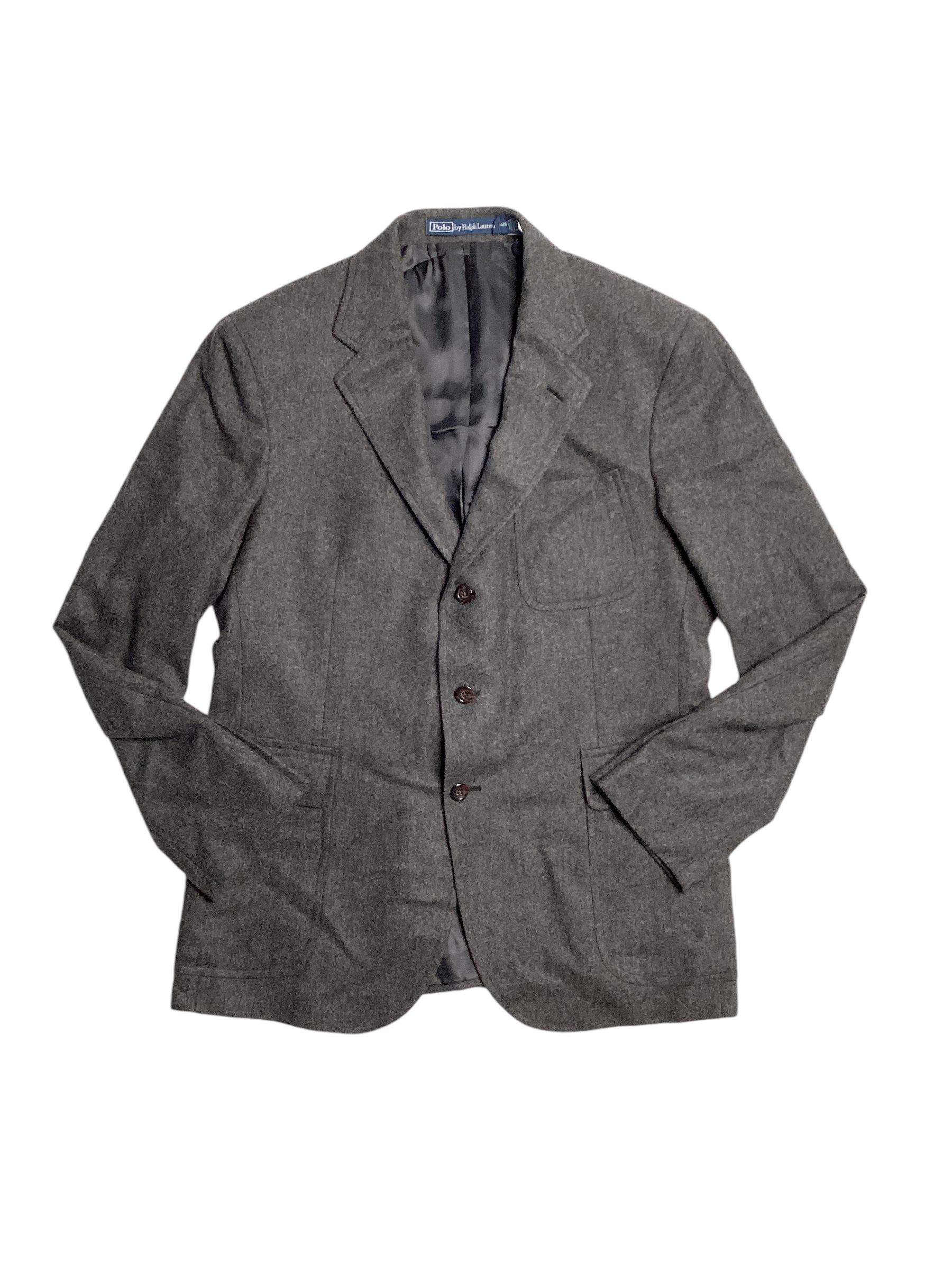 Polo Ralph Lauren Mens Flannel Wool Trim Fit Suit 42R / 36W Grey Flat Pant