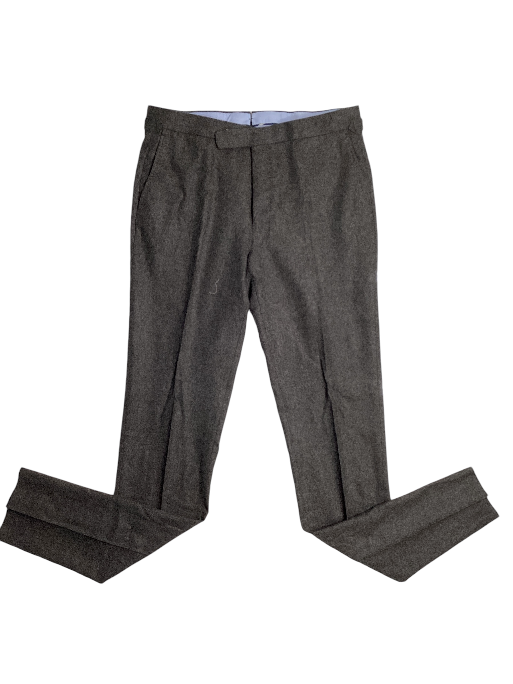 Polo Ralph Lauren Mens Flannel Wool Trim Fit Suit 42R / 36W Grey Flat Pant