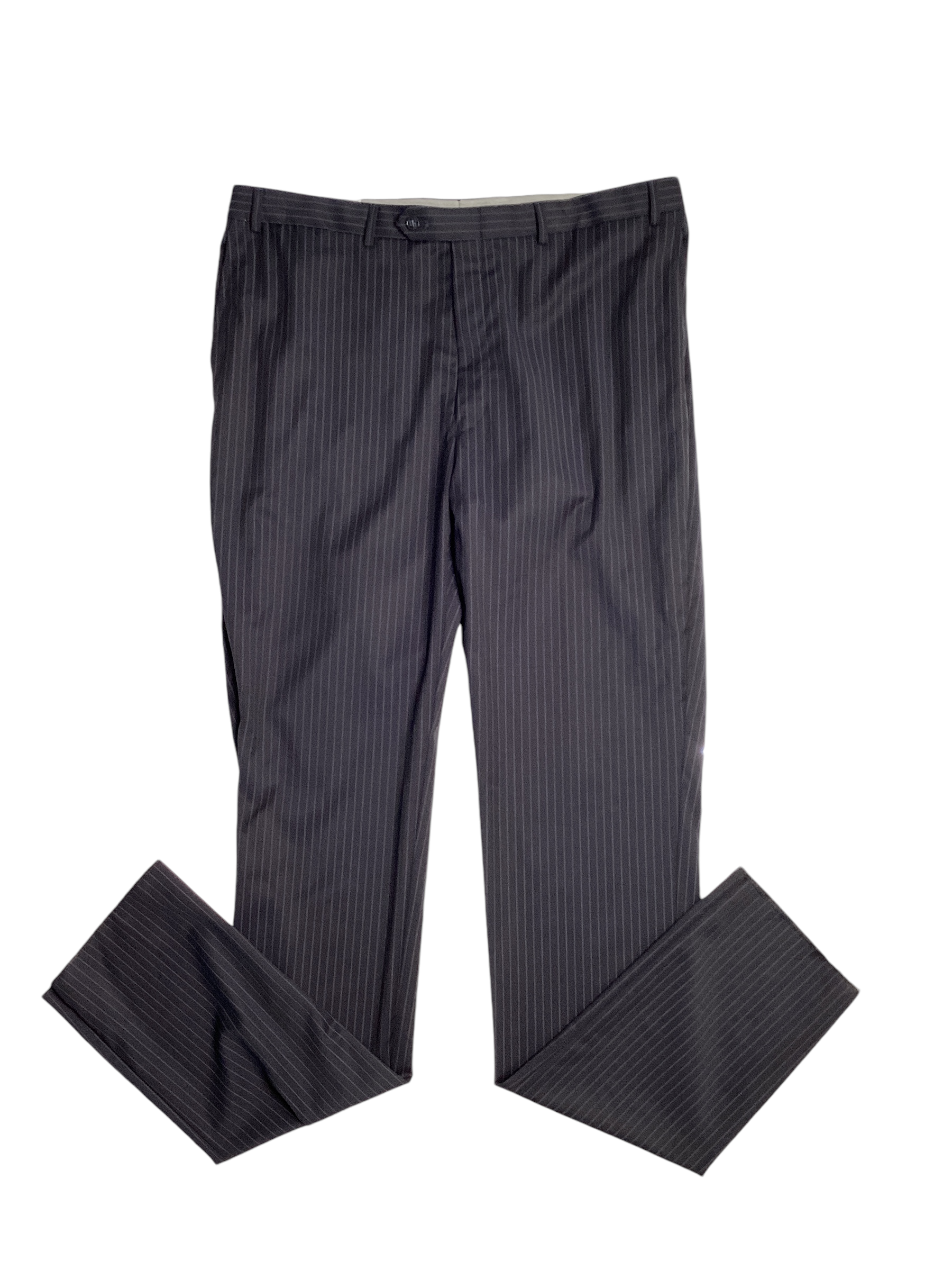 Hart Schaffner Marx Mens New York Stripe Classic Fit Suit 46L / 40W Navy Blue