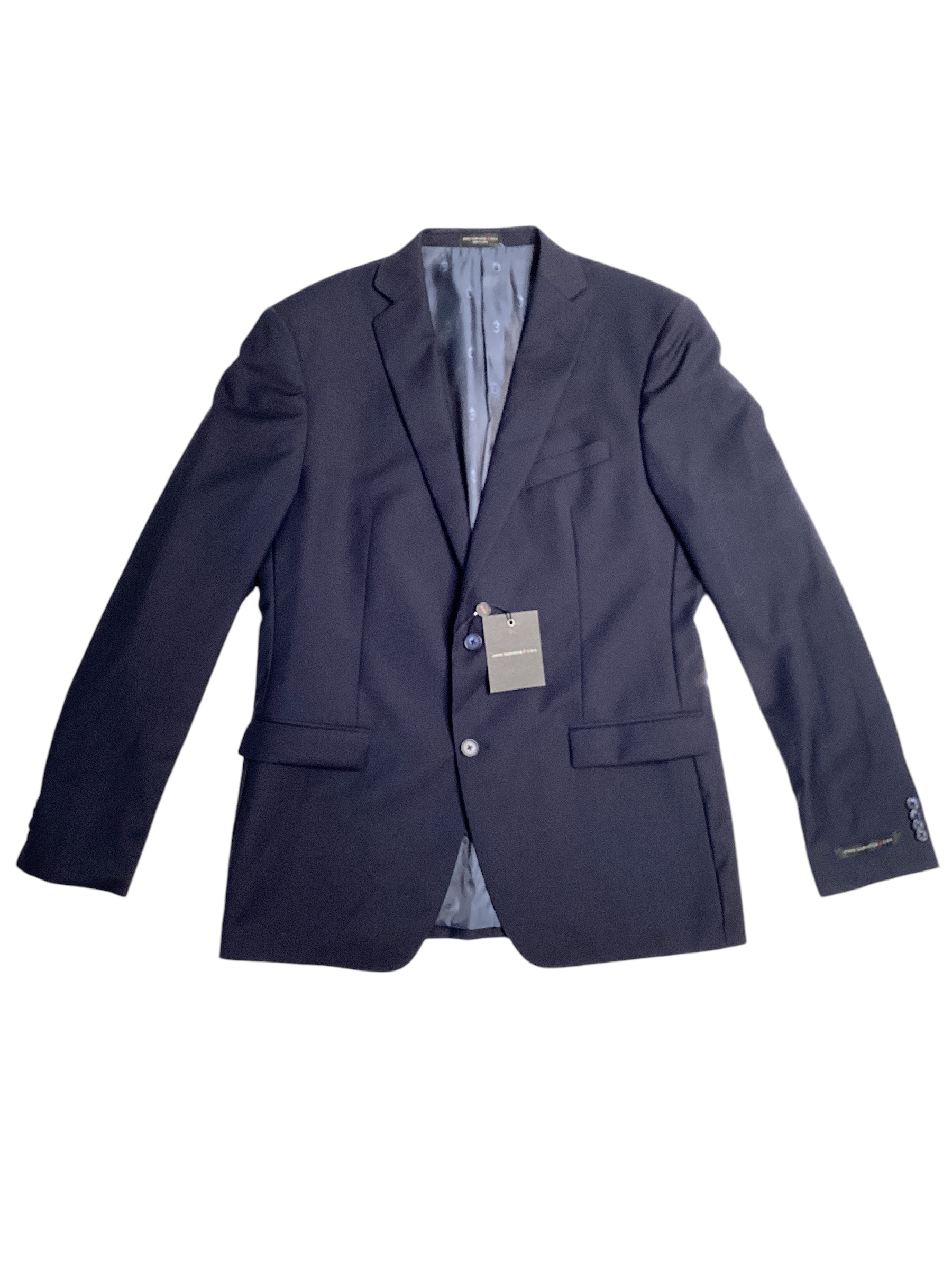 John Varvatos Star USA Men's Slim Fit Solid Wool Suit Jacket 44L Navy Blue