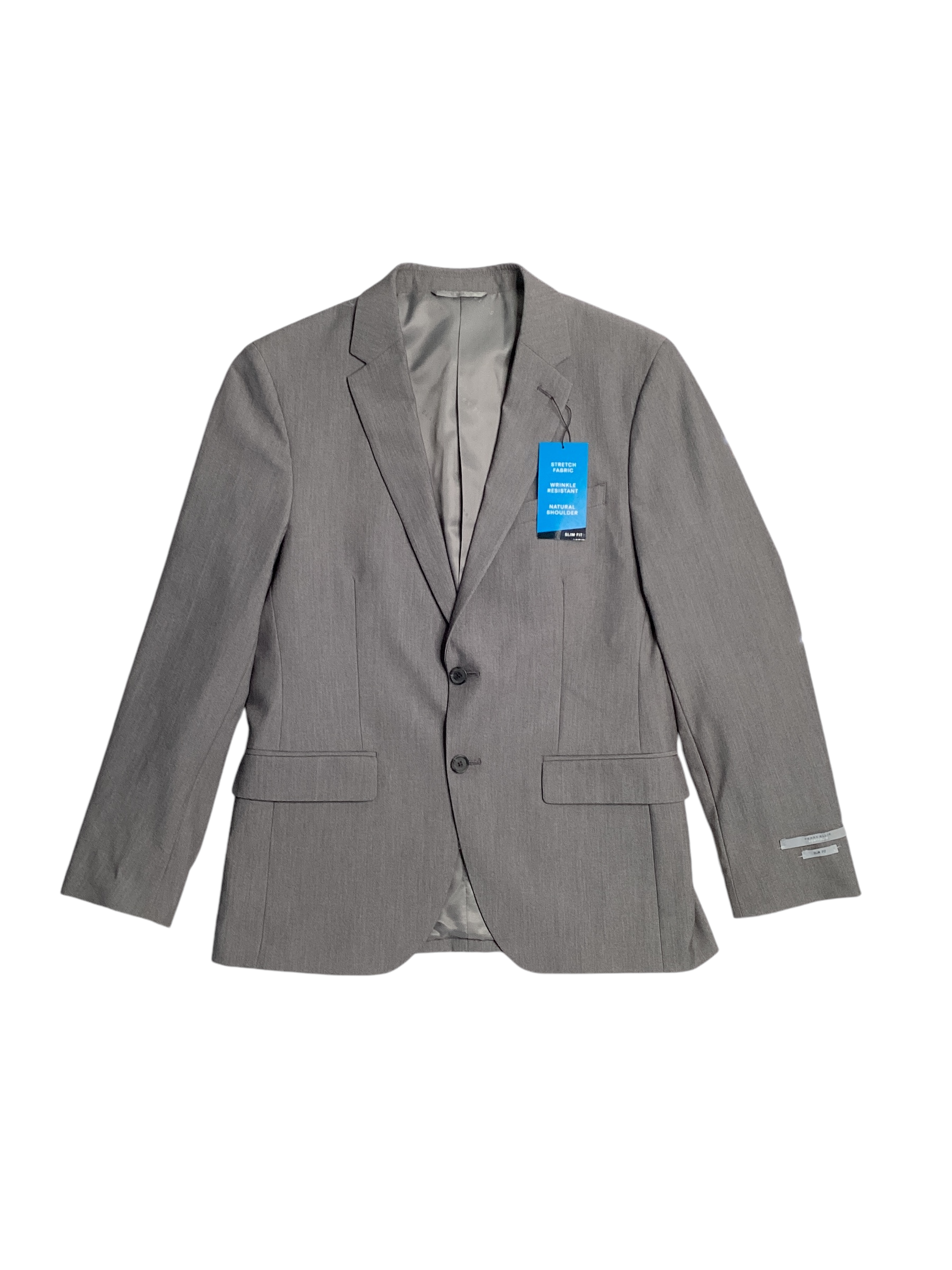 Perry Ellis Men's Light Grey Bi-Stretch Ottoman Slim Fit Suit Jacket 46R Grey