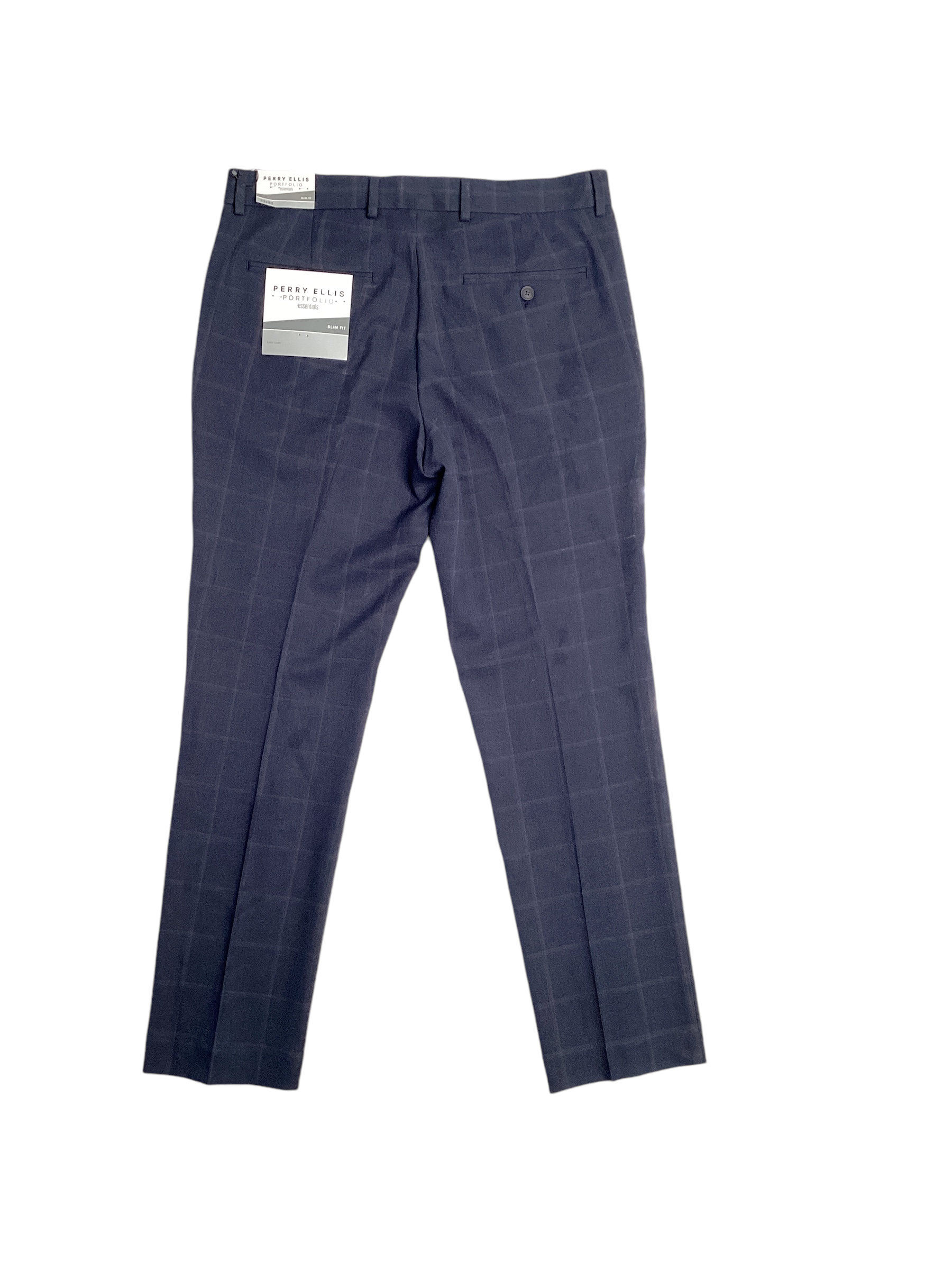 Perry Ellis Portfolio Men's Slim Fit Twill Pants Dark Navy Blue 29 x 30