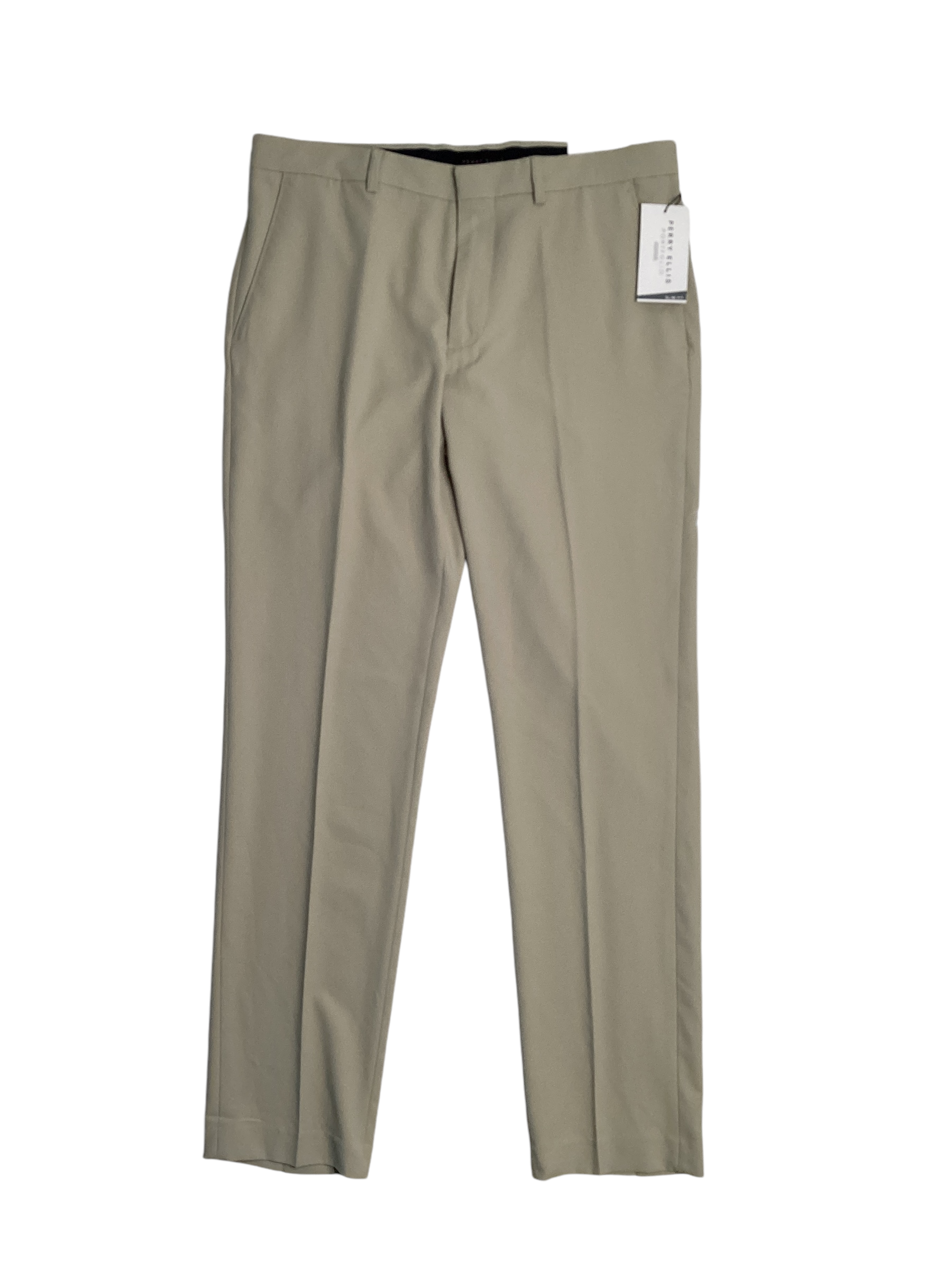 Perry Ellis Portfolio Men's Slim Fit Stretch Pants Beige 34 x 32