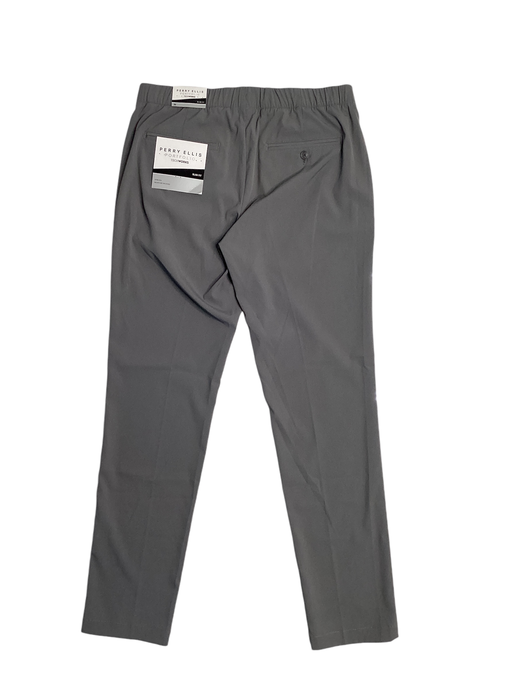 Perry Ellis Portfolio Mens Slim Fit Drawstring Suit Dress Pants Grey Medium