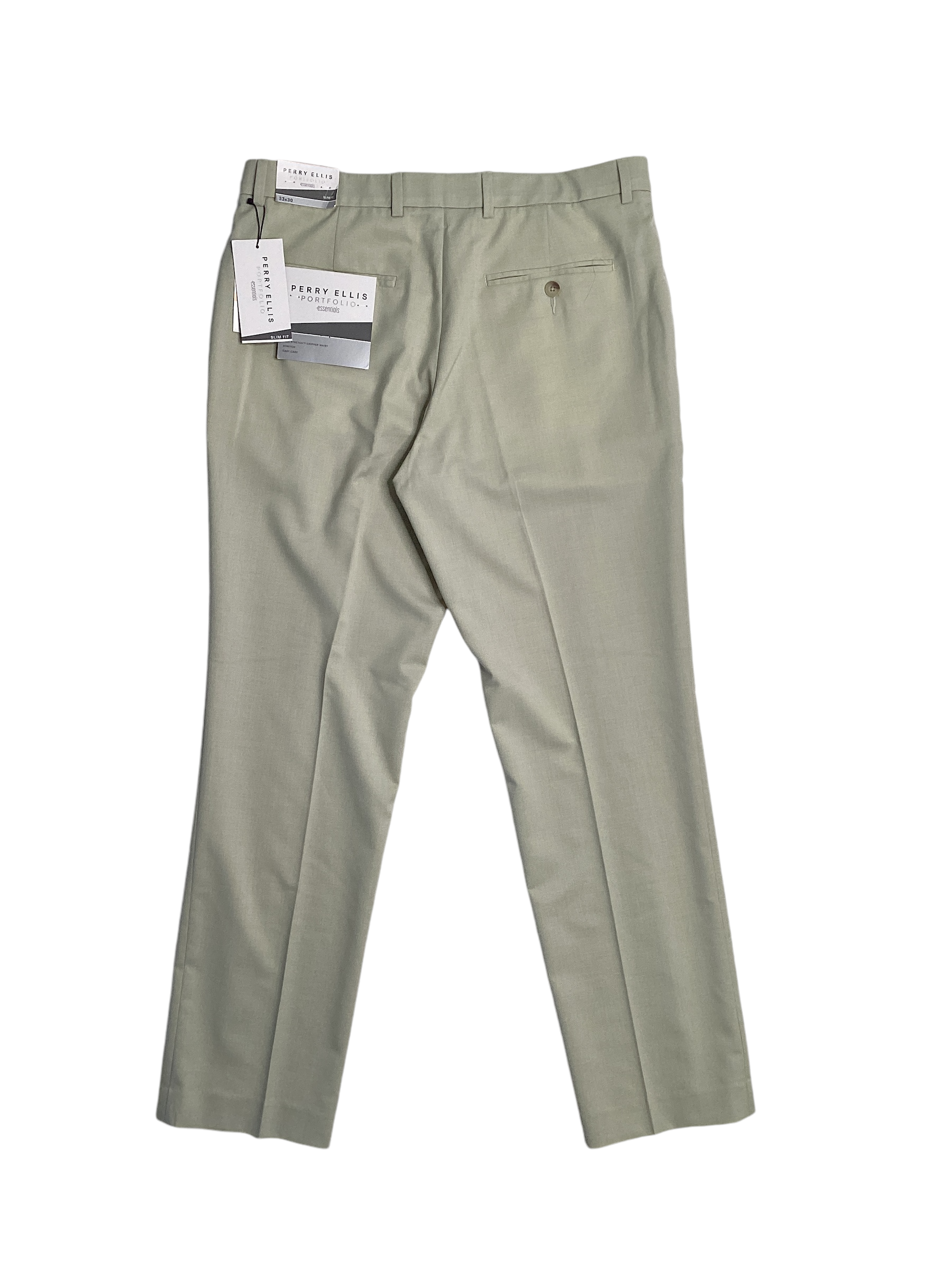 Perry Ellis Portfolio Men's Slim Fit Stretch Pants Beige 33 x 30