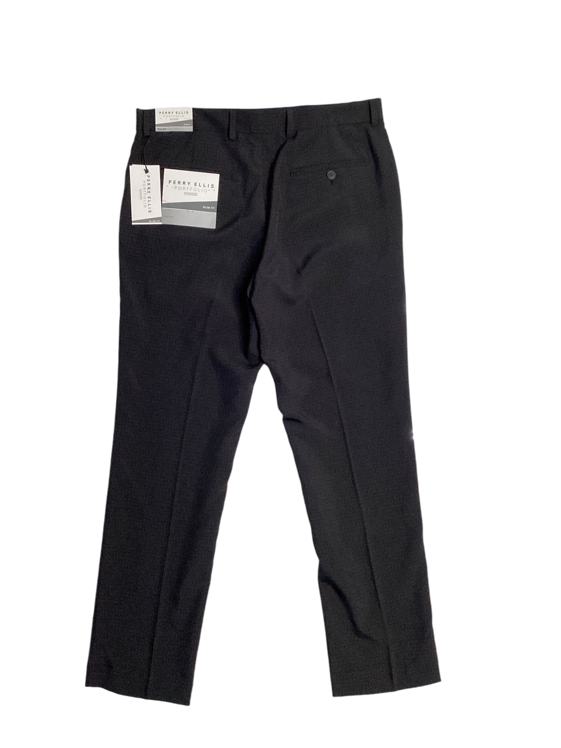 Perry Ellis Portfolio Mens Slim fit Dress Pants 36 / 32 Black Plaid