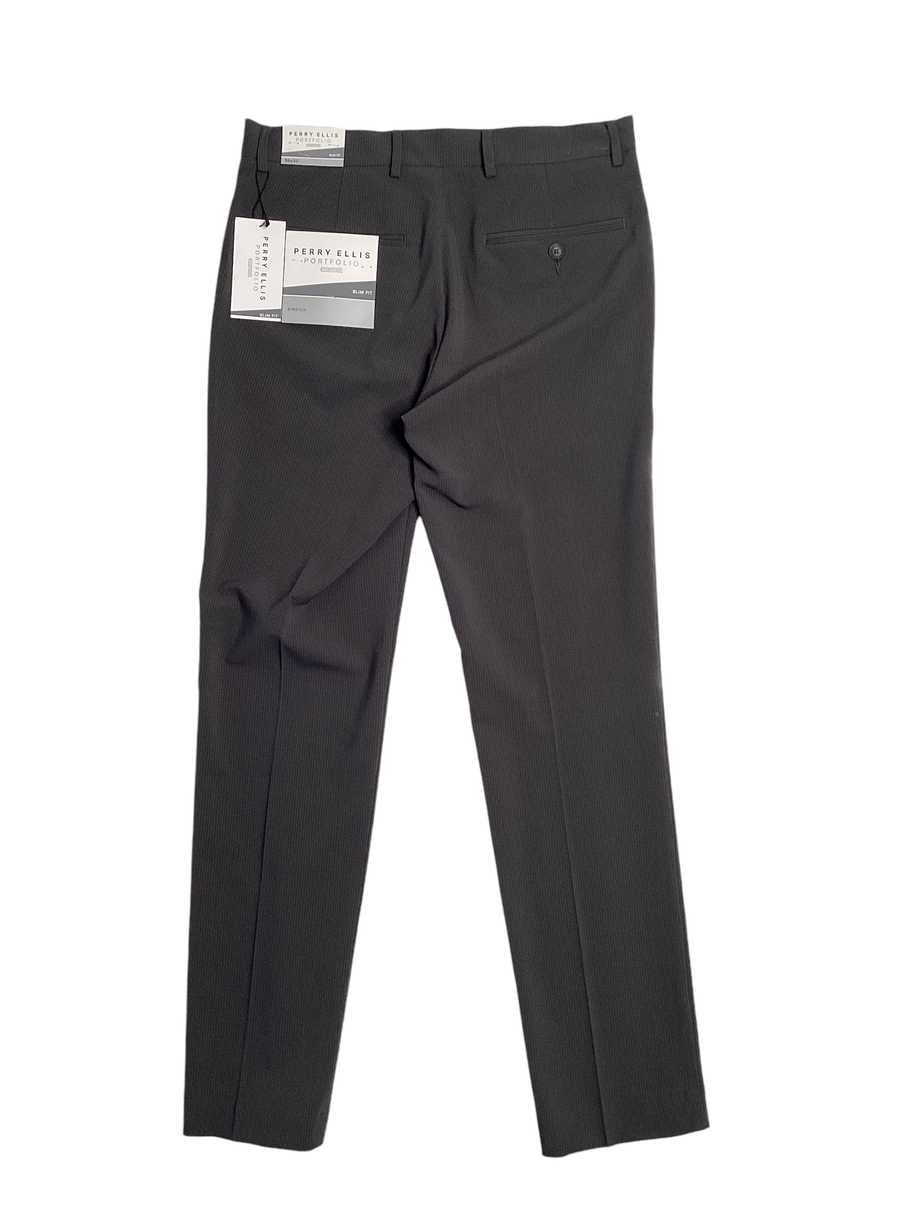 Perry Ellis Portfolio Men Slim fit Dress Pants 30 / 32 Grey Striped