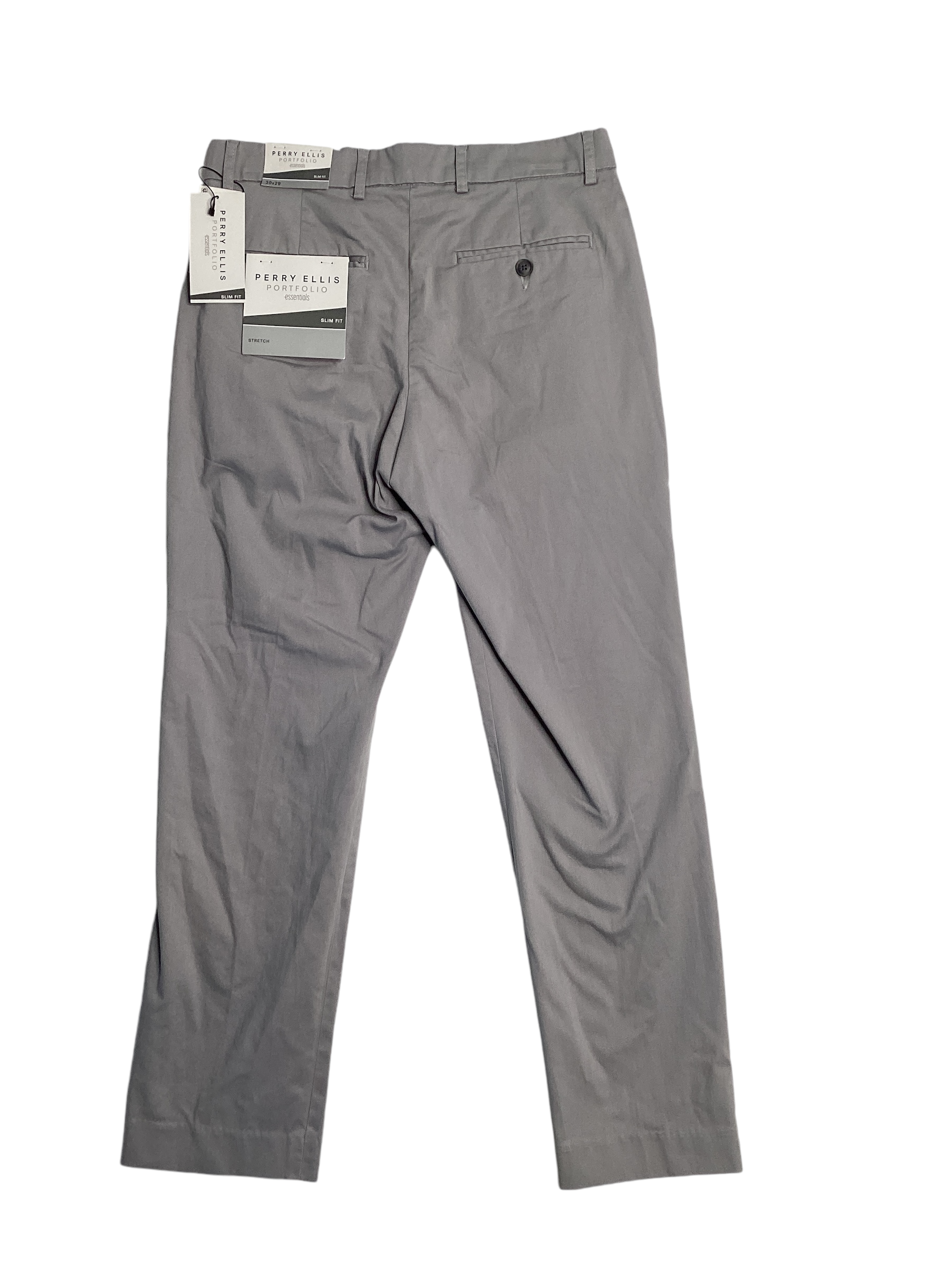 Perry Ellis Portfolio Mens Slim fit Dress Pants 38 / 32 Mid Grey  Solid