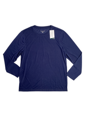 Perry Ellis Mens Solid Long Sleeve Pajama Sleep Shirt Peacoat Blue Large