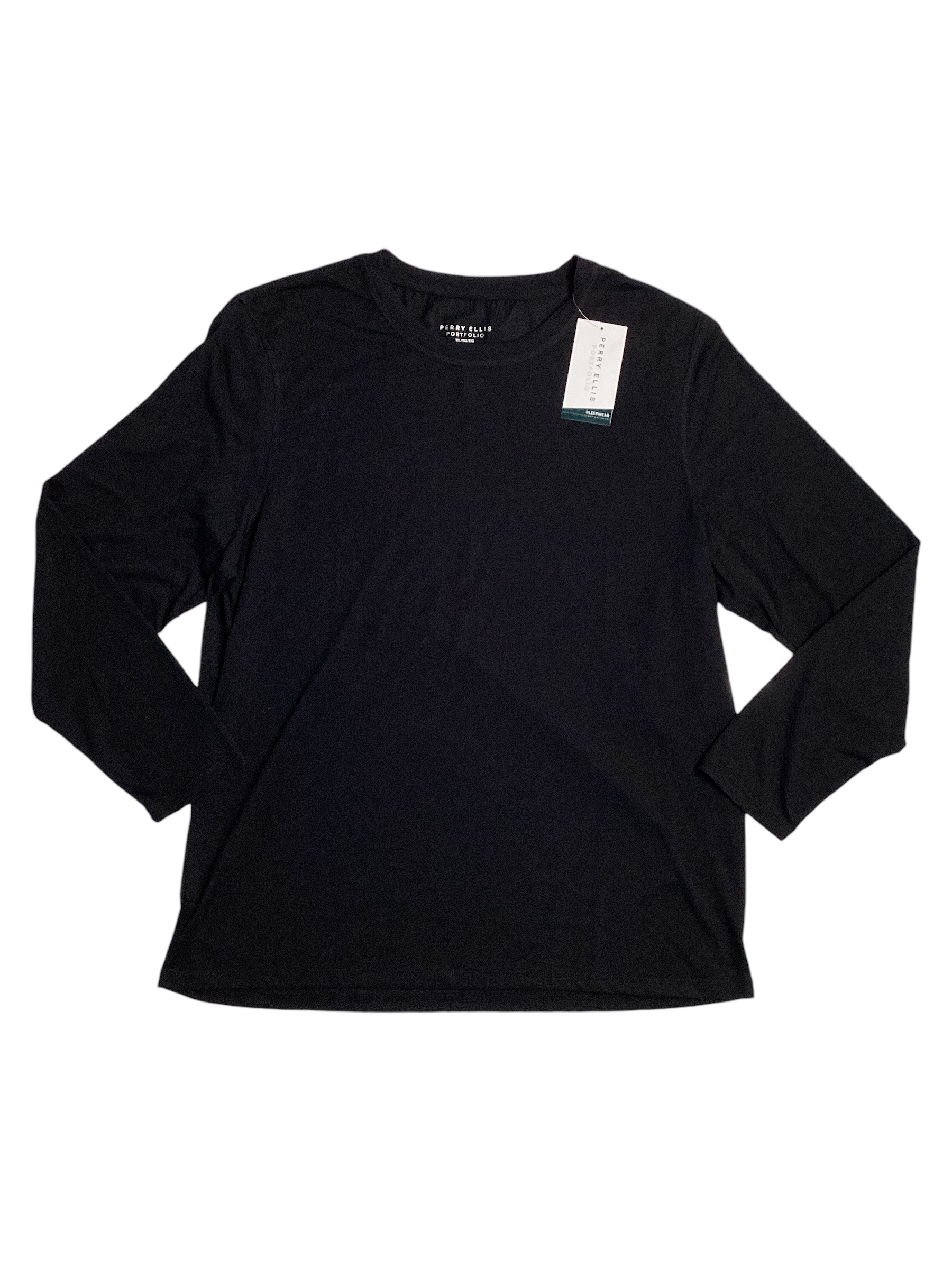 Perry Ellis Portfolio Mens Long Sleeve Pajama Sleep T Shirt Black XL