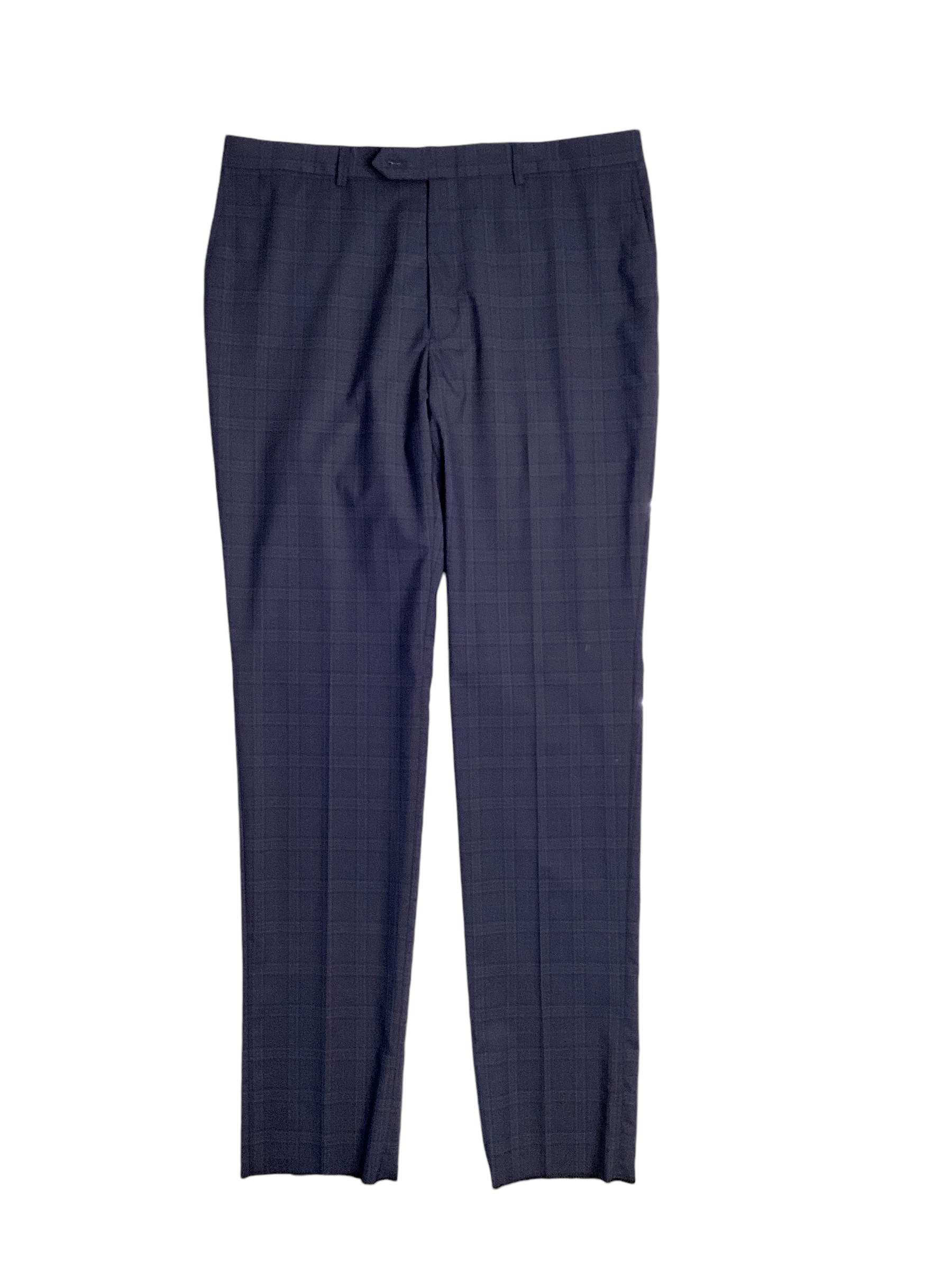 Hart Schaffner Marx New York Plaid Regular Fit Suit 42S / 36W Navy Blue