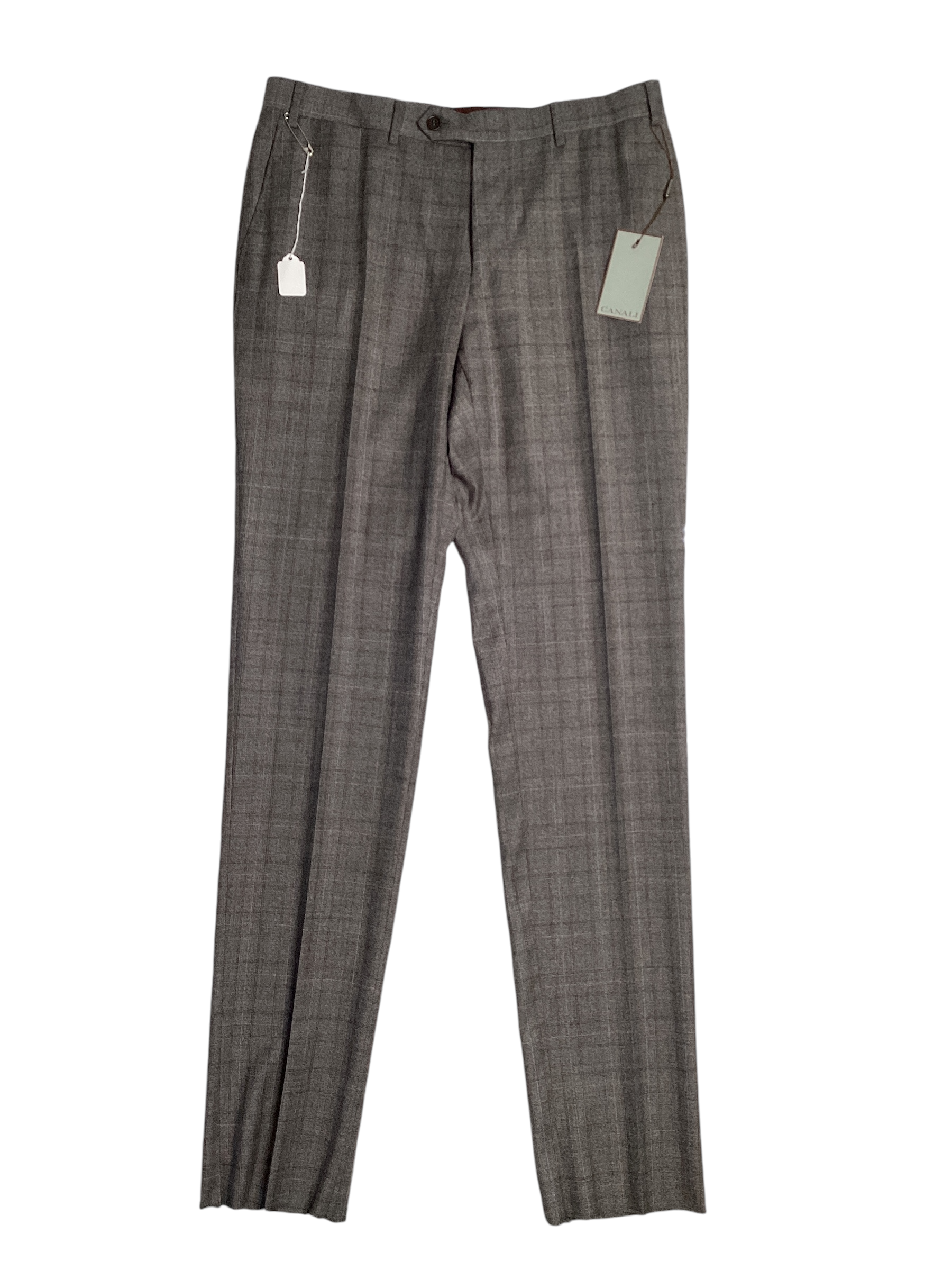 Canali Mens Capri 2 PC Flannel Suit EU 50R US 40R / 34W Grey Brown Plaid