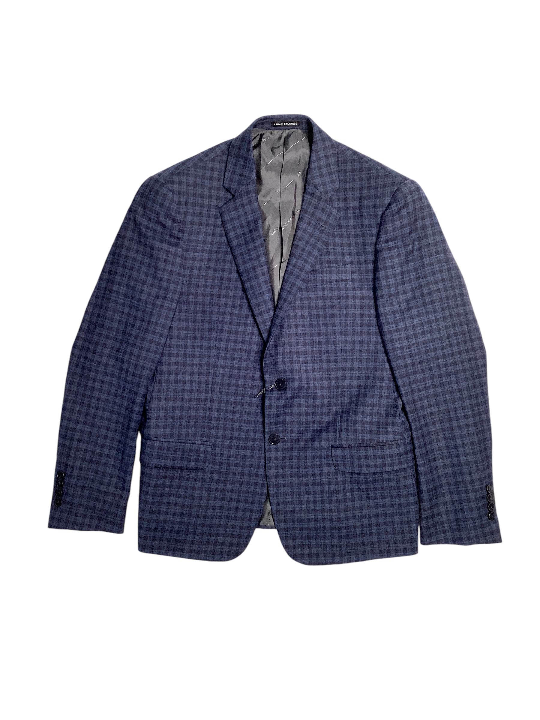 AX Armani Exchange Men's Slim-Fit Blue Plaid Sport Coat 38S