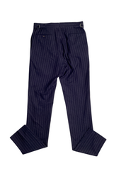 Polo Ralph Lauren Mens Double Breasted 3 Vested Suit 38R / 32W Navy Blue Striped
