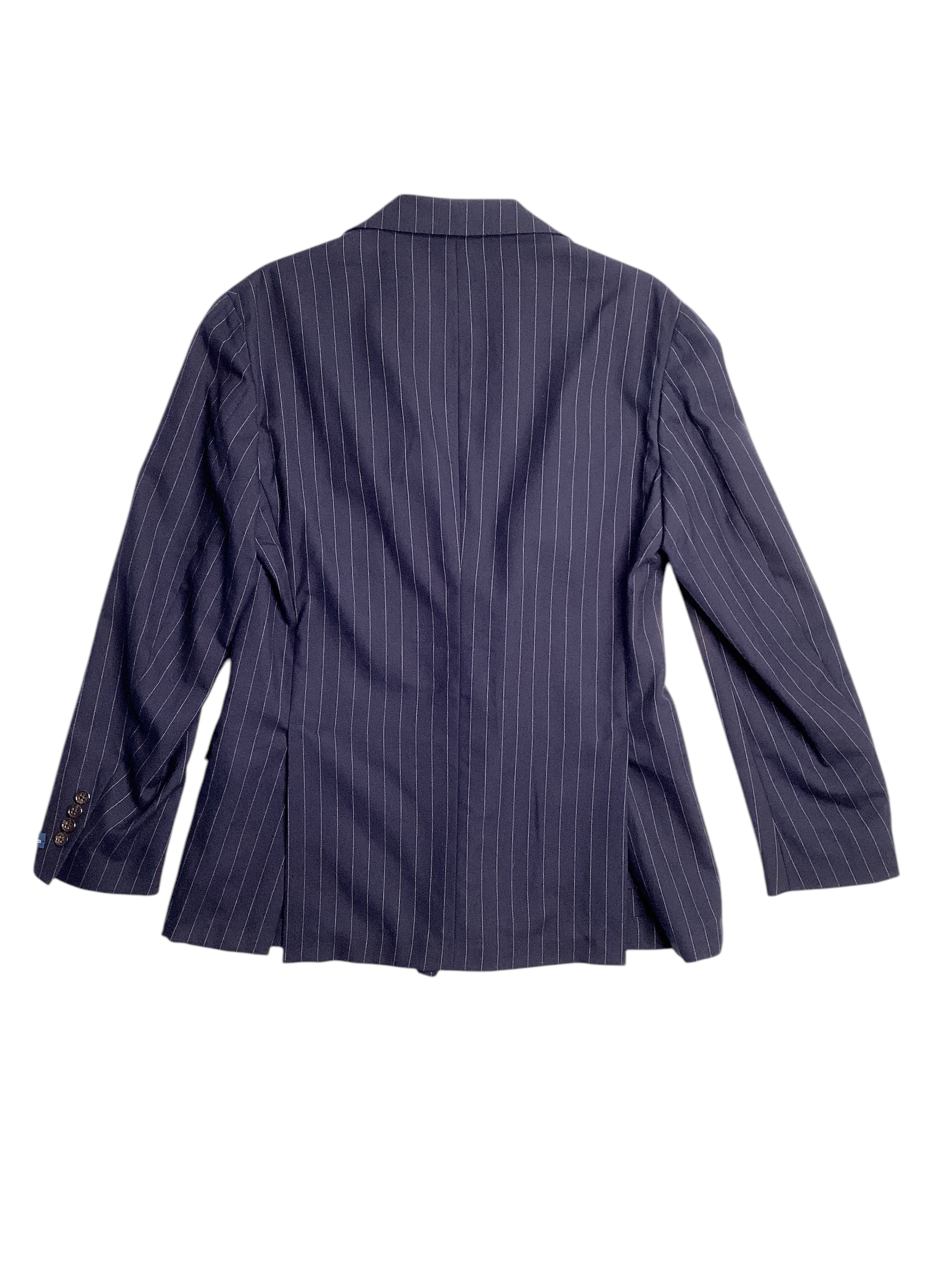 Polo Ralph Lauren Mens Double Breasted 3 Vested Suit 38R / 32W Navy Blue Striped