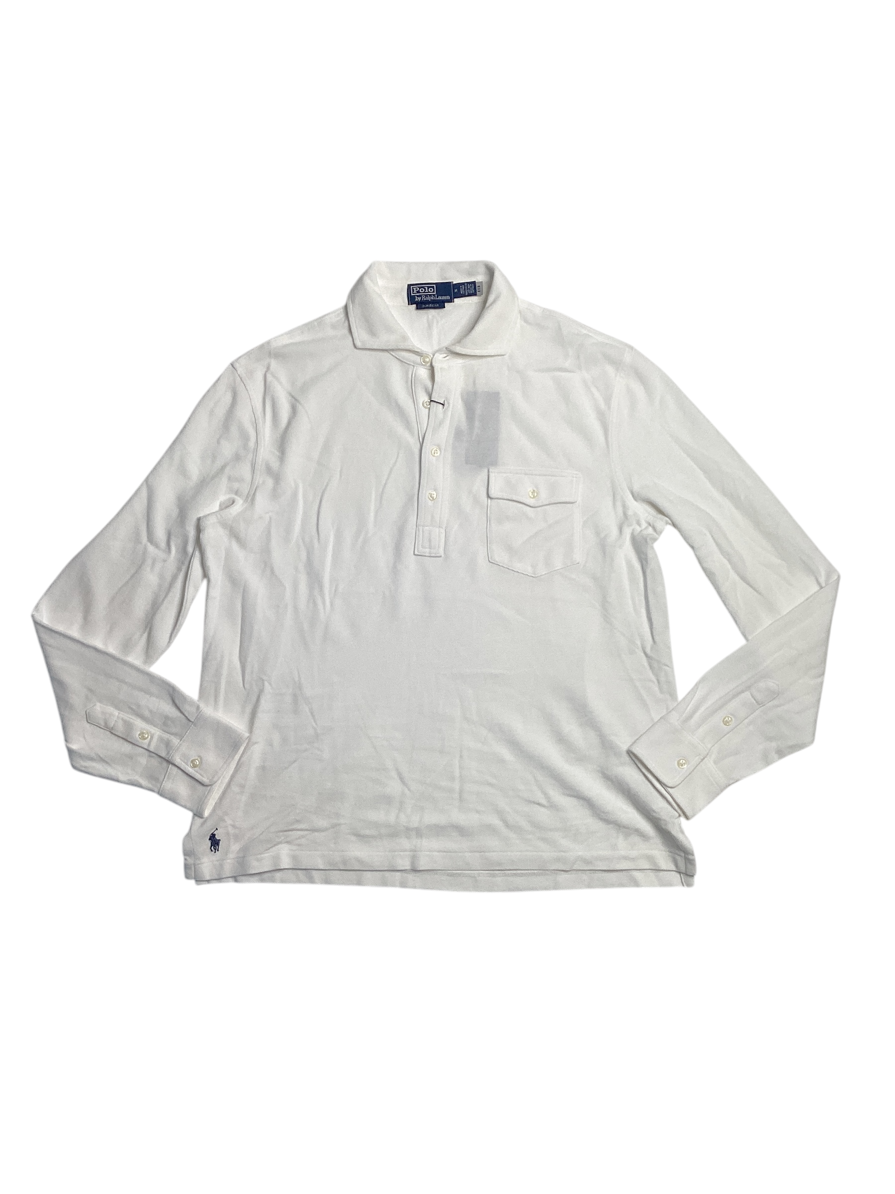 Polo Ralph Lauren Polo Regular Fit Long Sleeve Pocket Polo Shirt Medium White