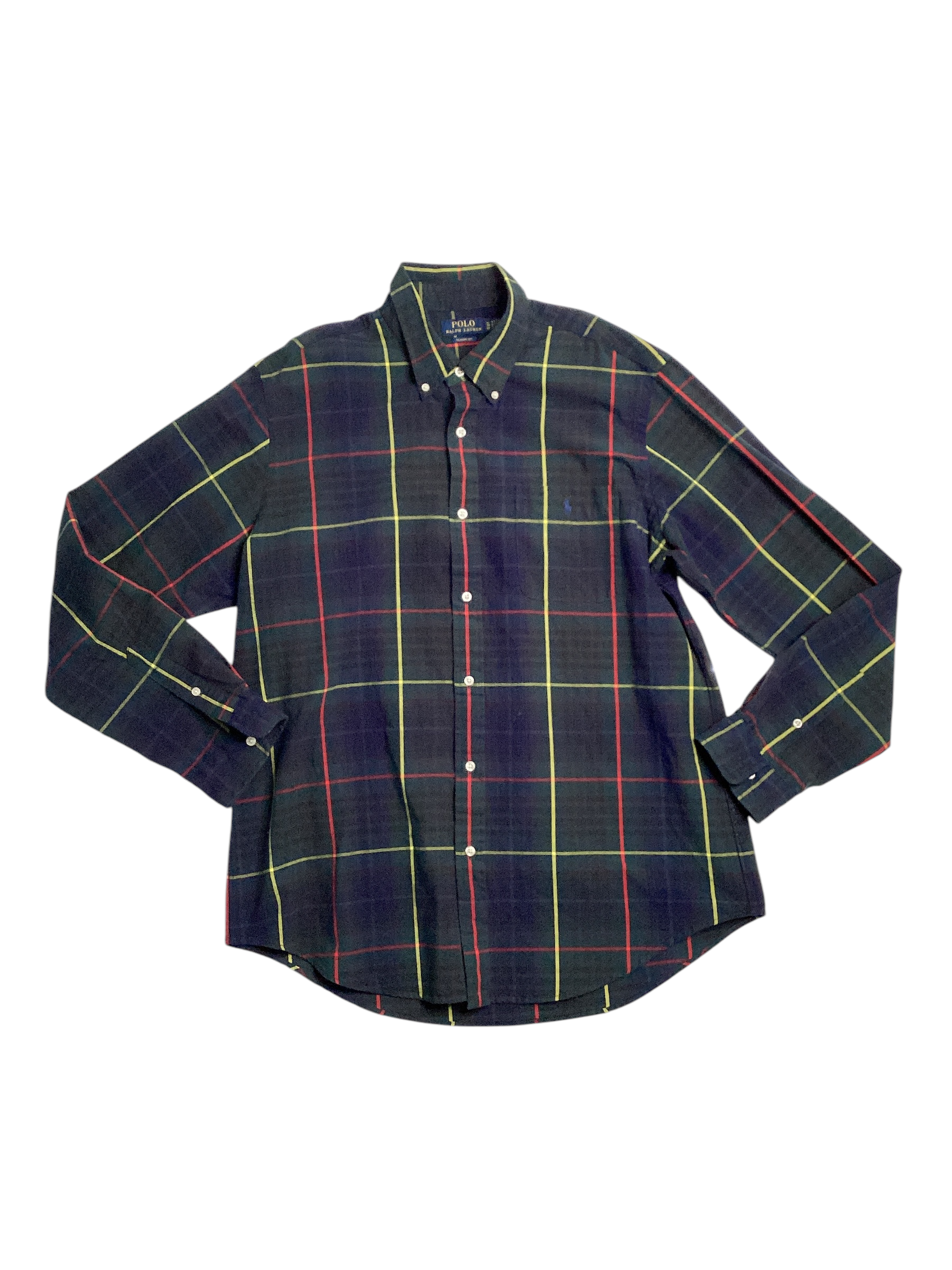 Polo Ralph Lauren Mens Classic Fit Button Down Shirt XL Green Blue Plaid