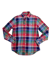 Polo Ralph Lauren Mens Classic Fit Button Down Shirt Medium Red Blue Plaid