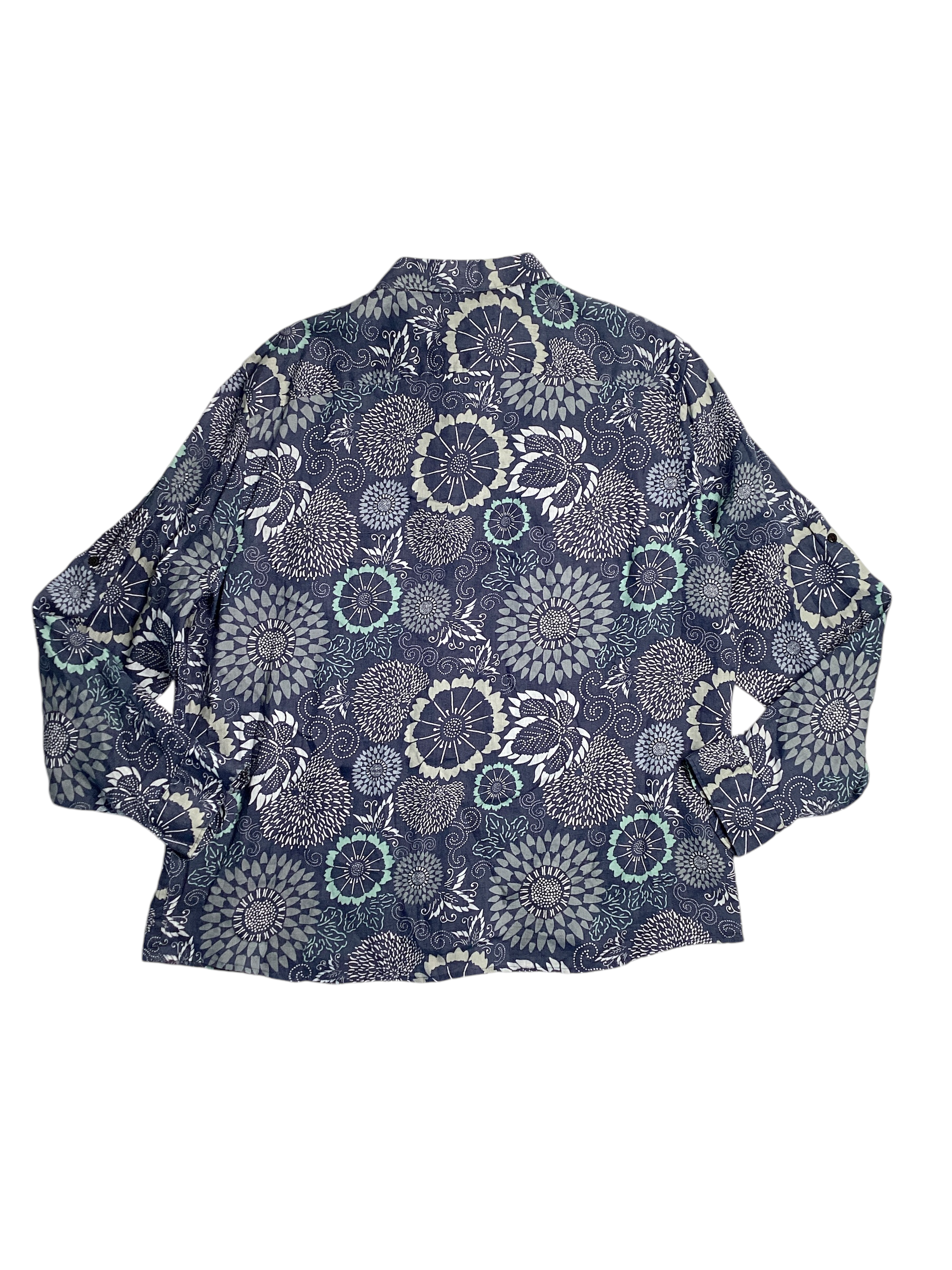 Perry Ellis Mens Blue Linen Button Down Shirt XXLarge